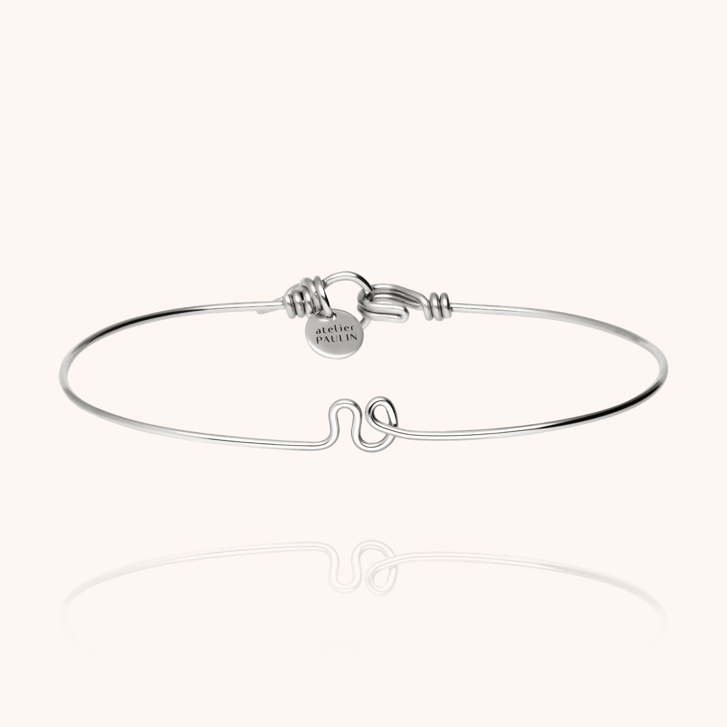 Bracelet Jonc Original Initiale en argent sterling 925 — expédition sécurisée Paris