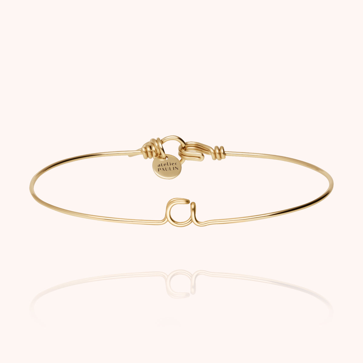 Bracciale Jonc Originale Iniziale in filo d'oro giallo laminato 14k