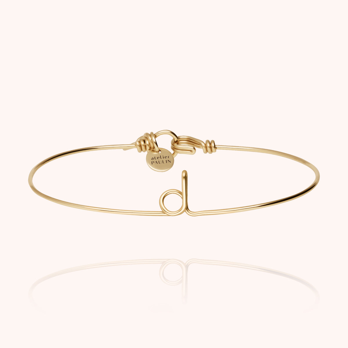 Bracciale Jonc Originale Iniziale in filo d'oro giallo laminato 14k