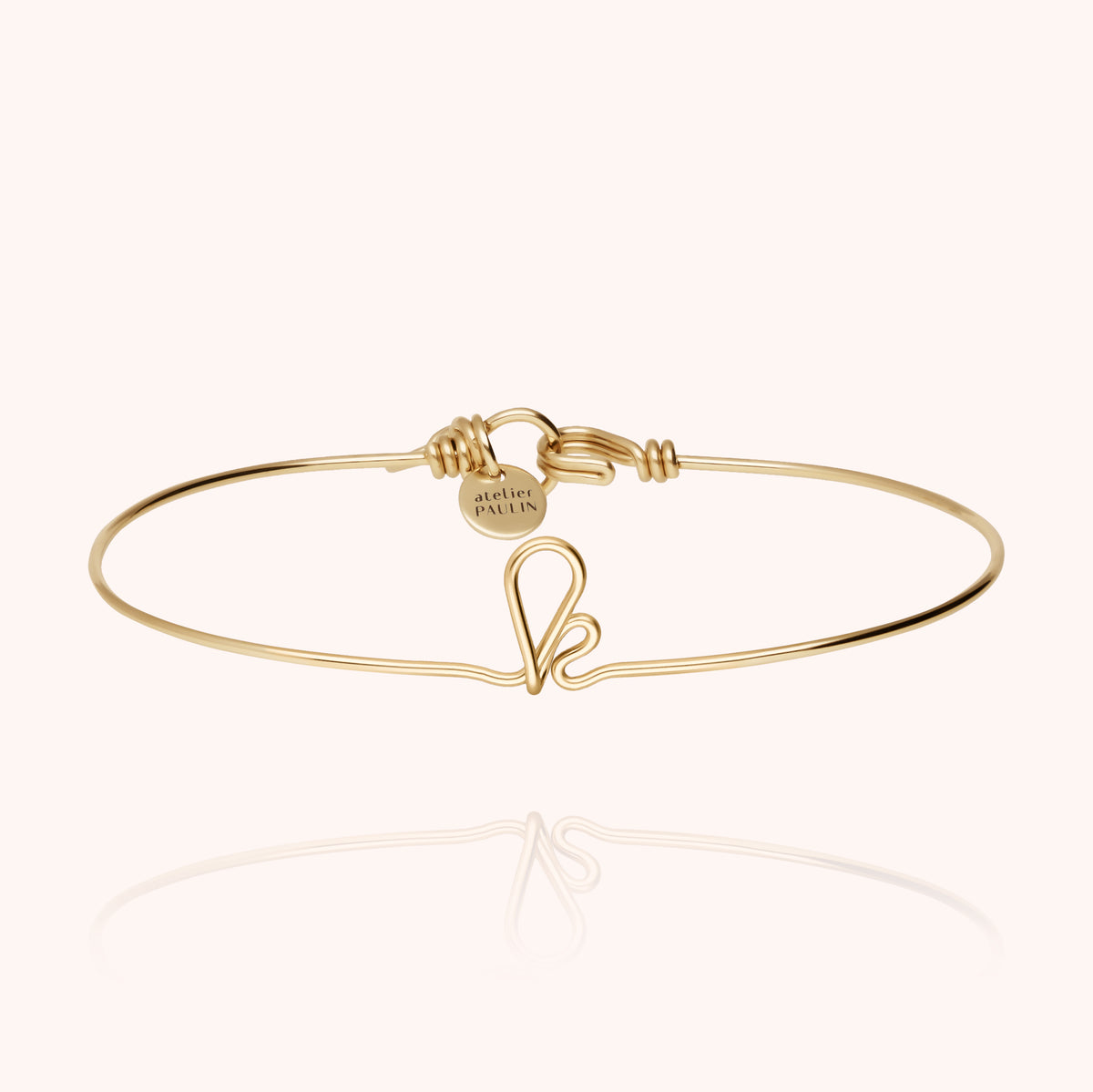 Bracciale Jonc Originale Iniziale in filo d'oro giallo laminato 14k