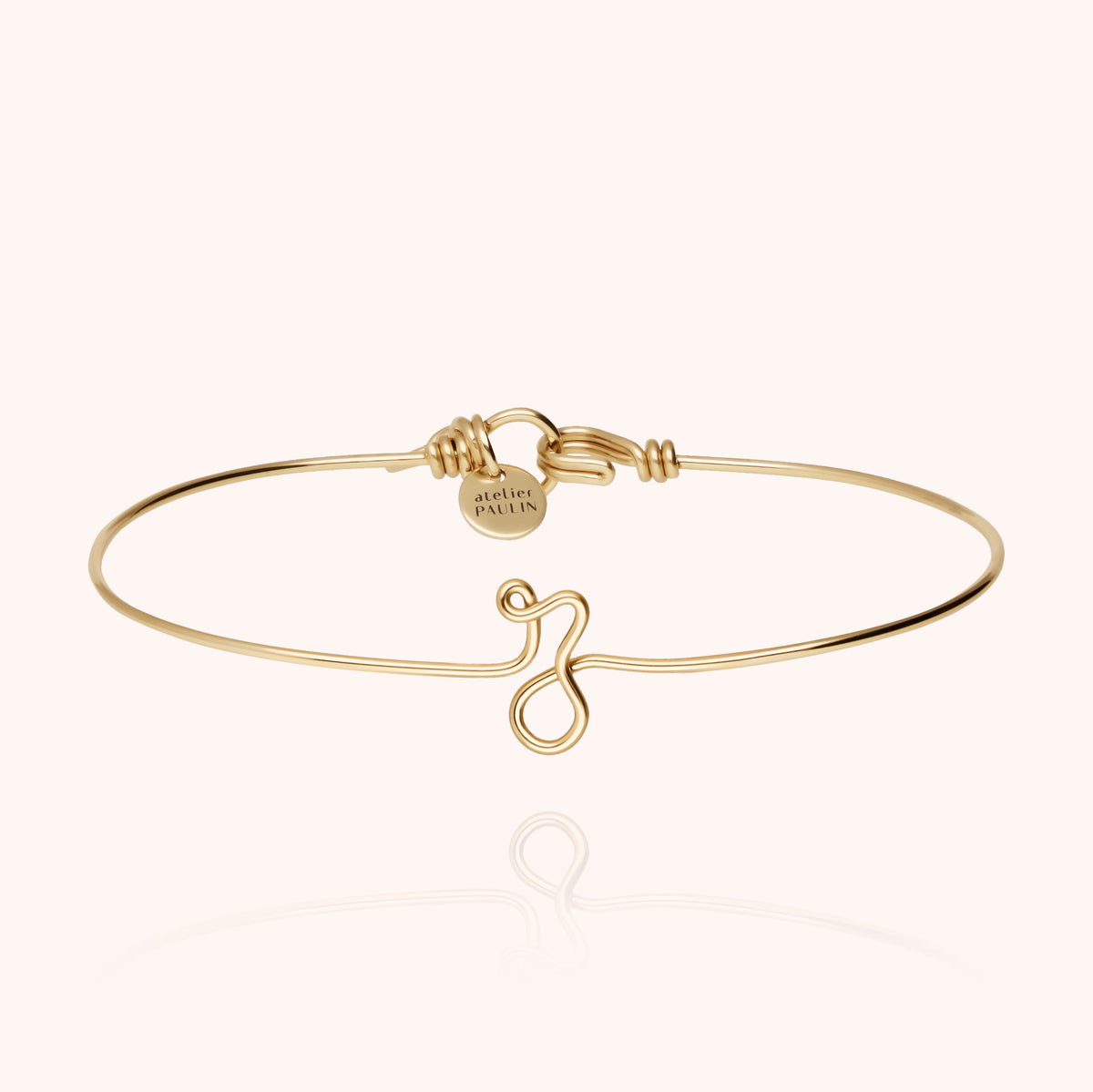 Bracciale Jonc Originale Iniziale in filo d'oro giallo laminato 14k
