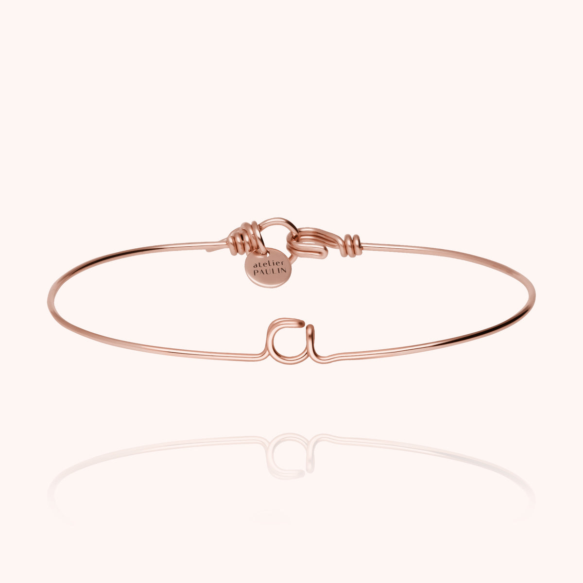 Bracciale Jonc Originale Iniziale in filo d'oro rosa laminato 14k