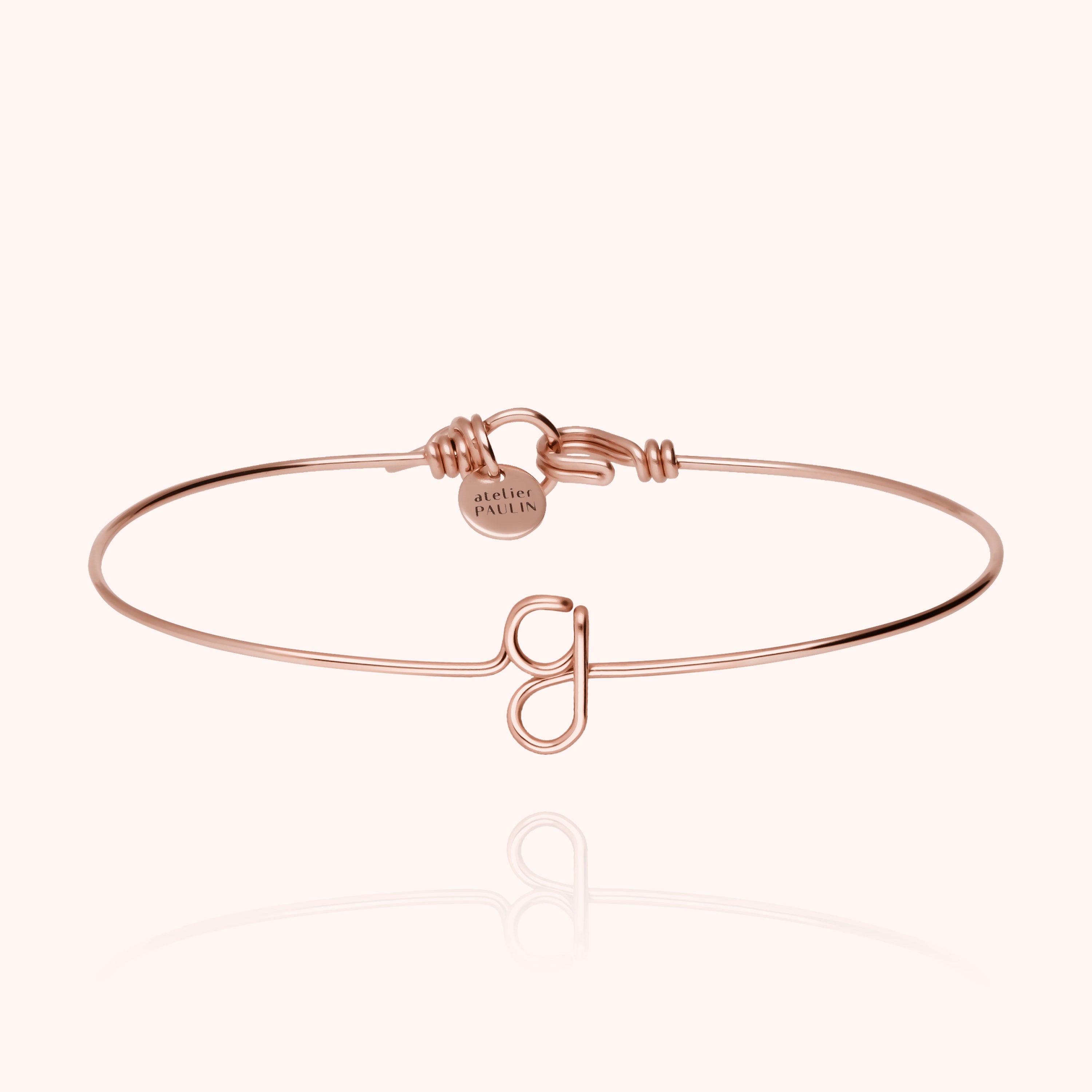 Bracelet Jonc Original Initiale - or rose laminé