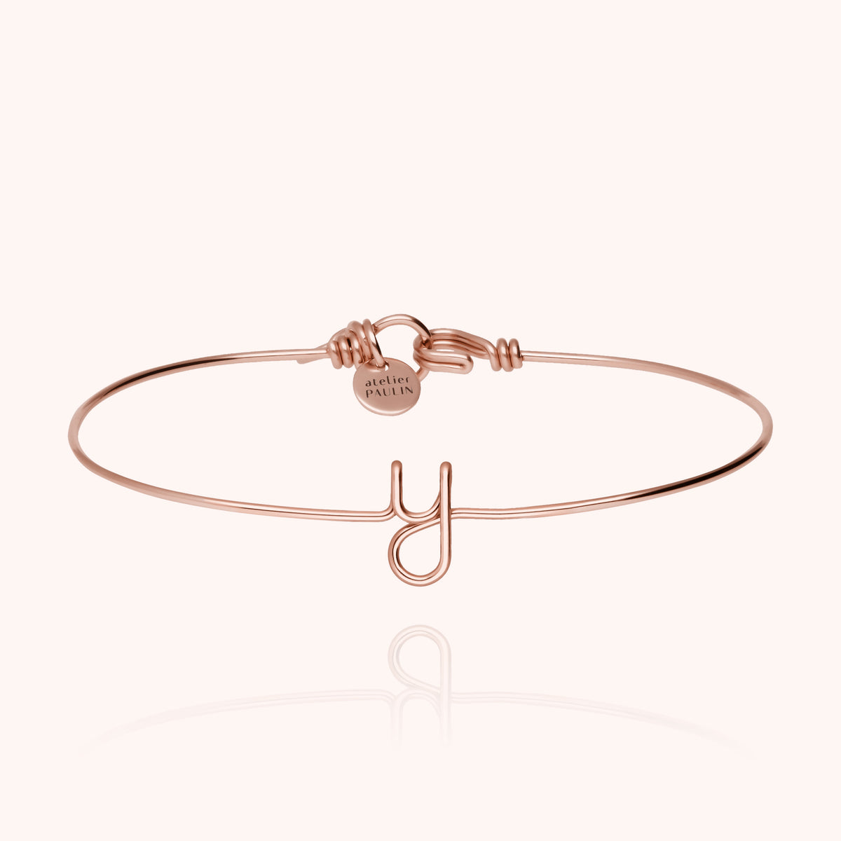 Bracciale Jonc Originale Iniziale in filo d'oro rosa laminato 14k