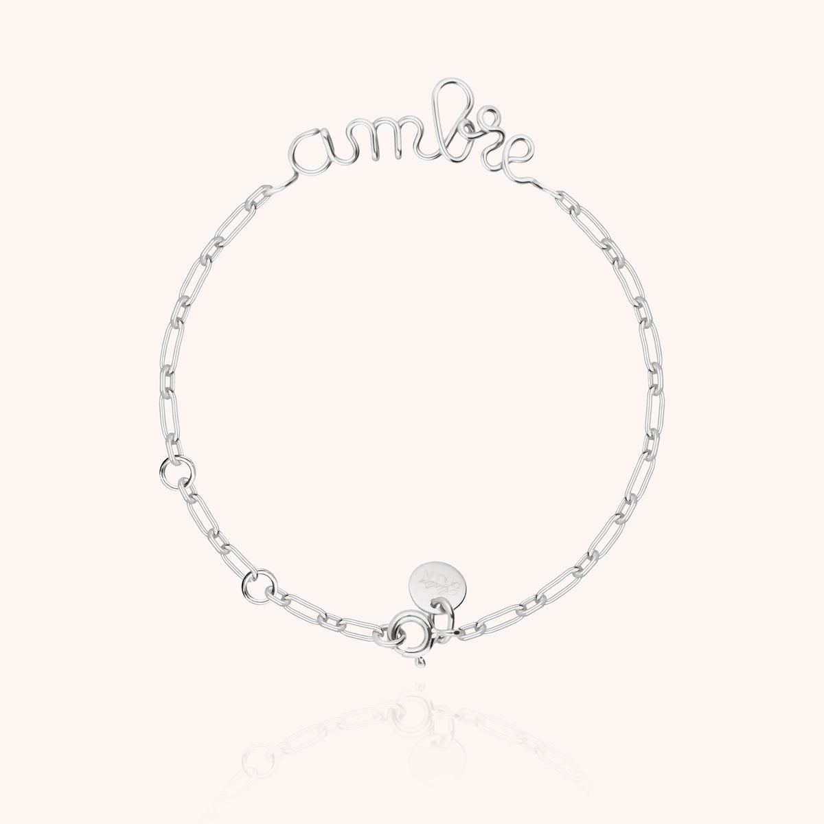 Personalisiertes Armband Richelieu Rechteckkette aus 925 Sterlingsilber — von Hand geformt in Paris