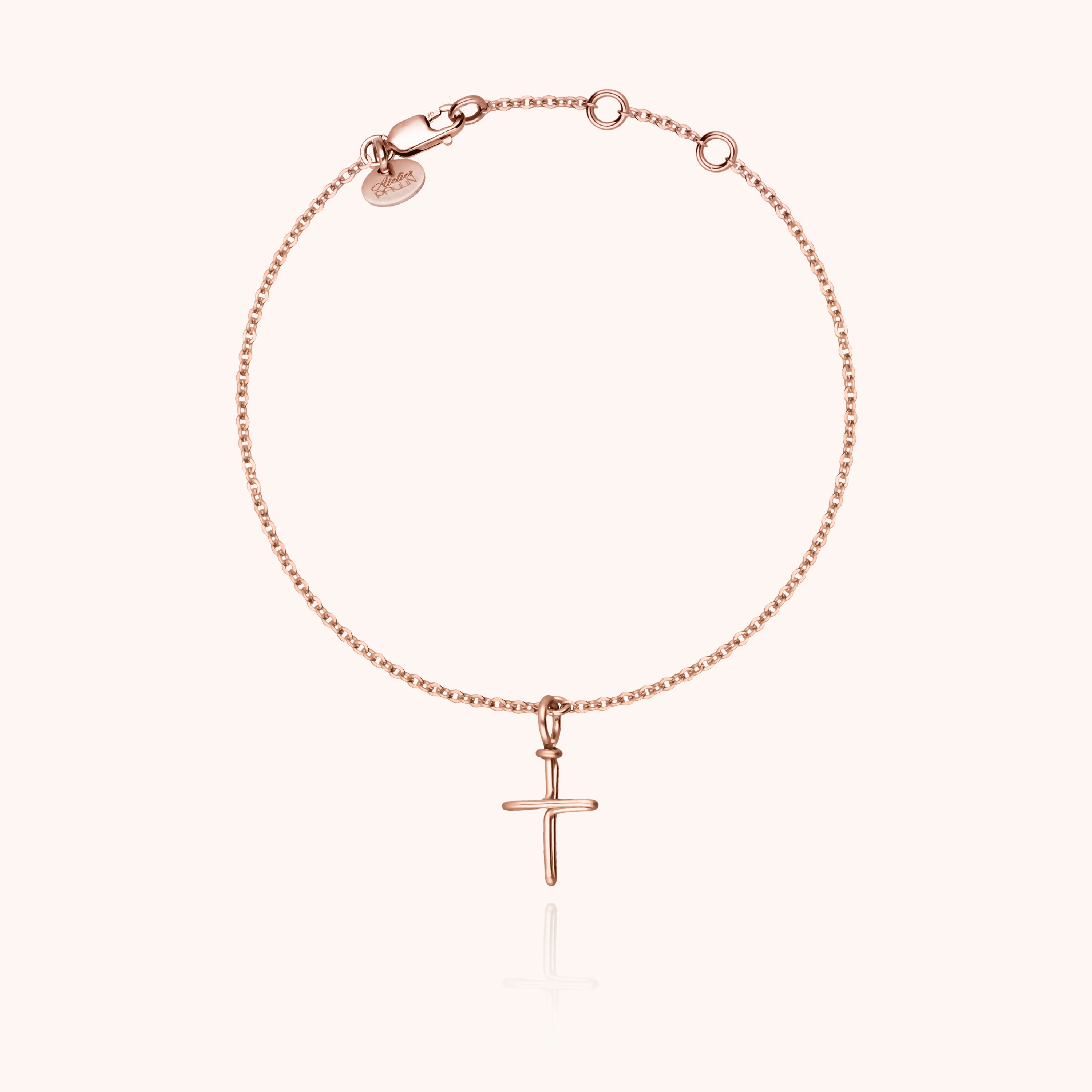 Bracciale Simbolico Charms Croce - oro rosa laminato