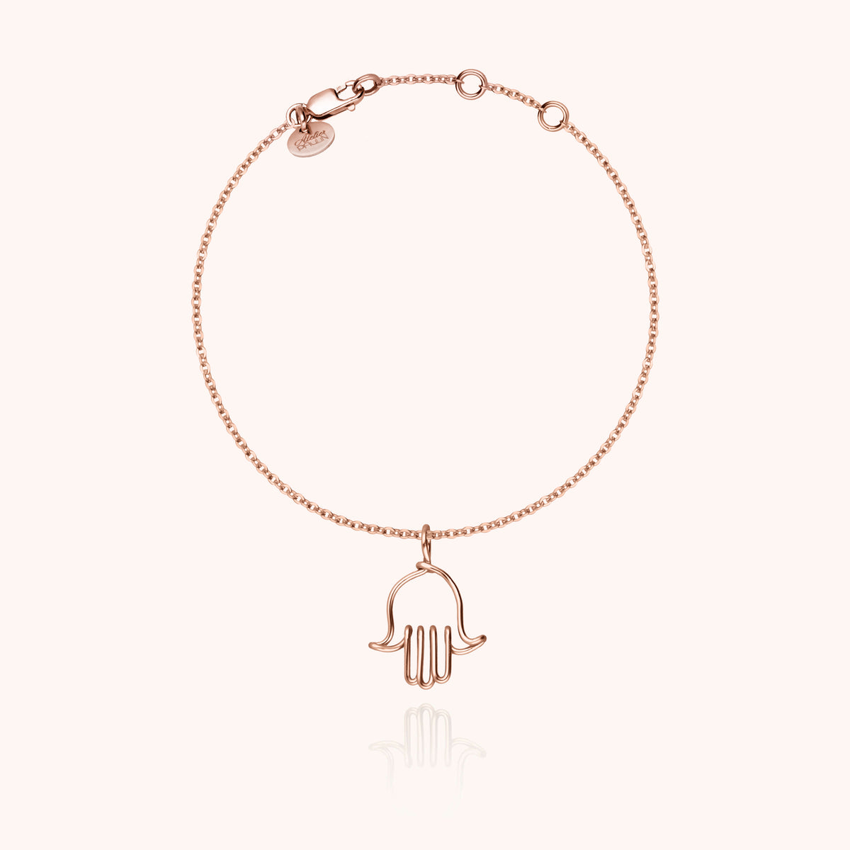 Bracciale Simbolico Charms Mano di Fatma in filo d'oro rosa laminato 14k, charm mano