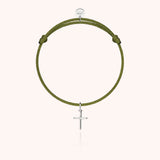 Symbolic Cross Charms Cord Bracelet - silver