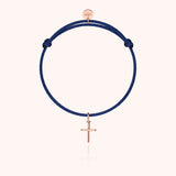 Symbolic Cross Charms Cord Bracelet - Rose 14k gold-filled