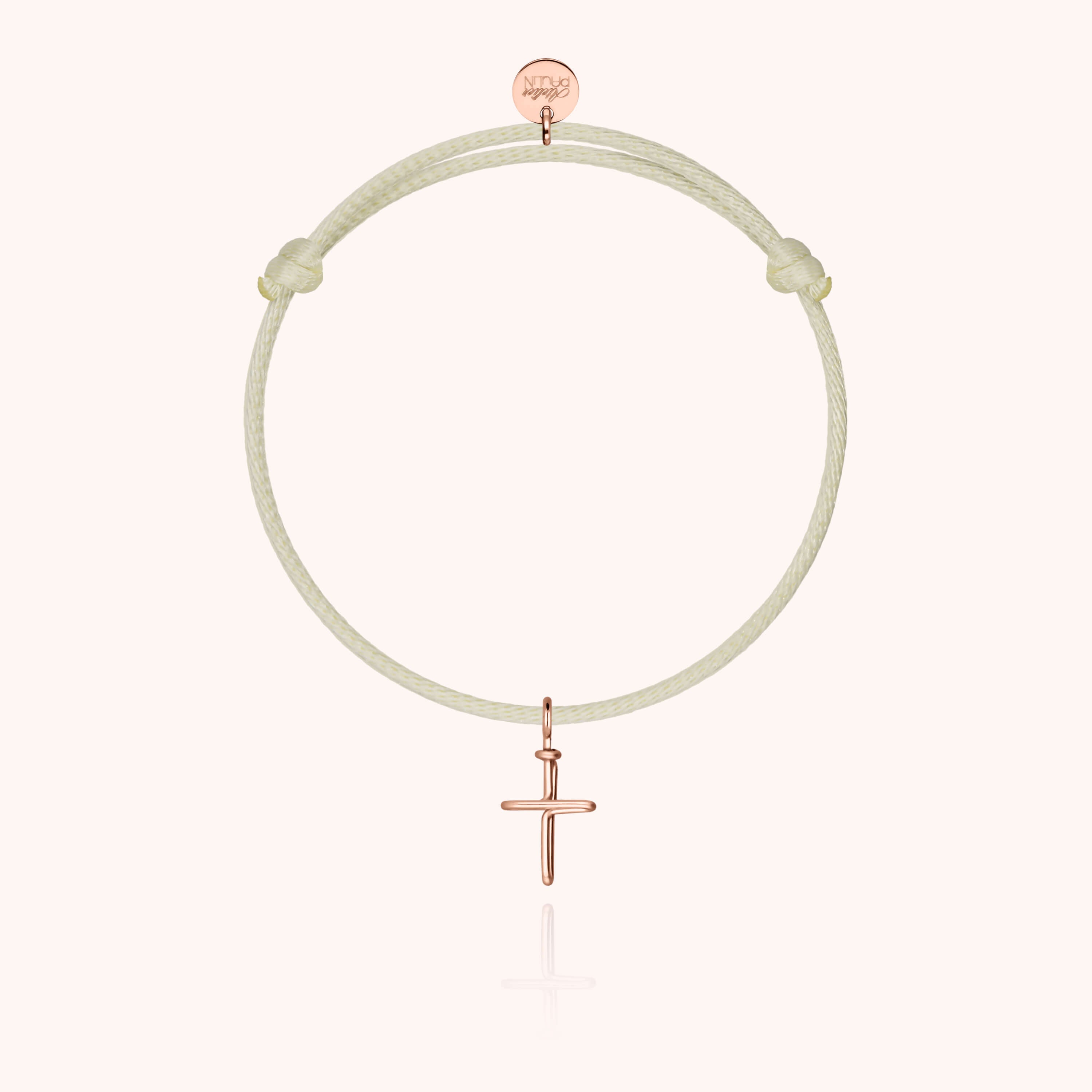 Bracciale Cordon Charms Simbolico Croce - oro rosa laminato