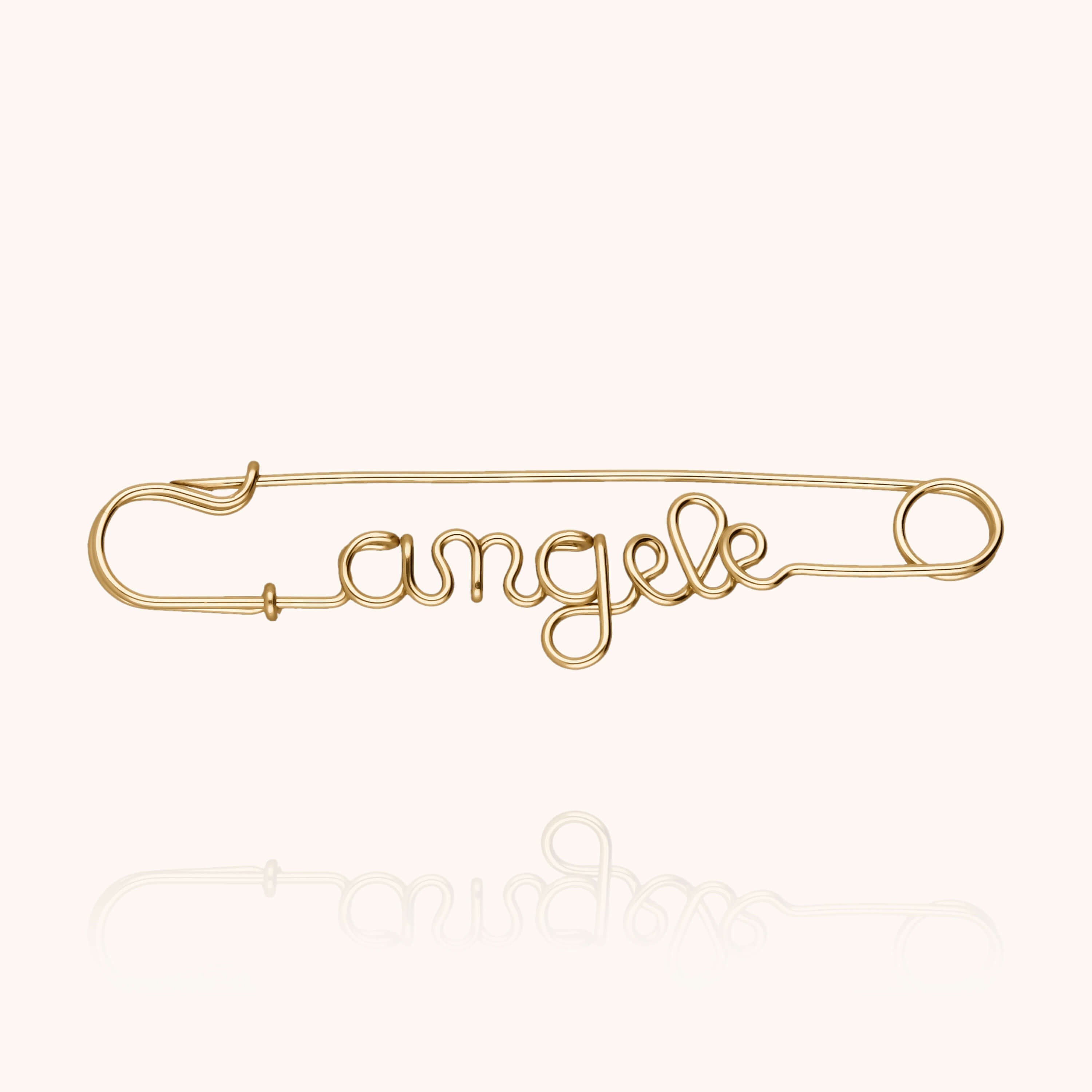 Broche Épingle à Nourrice Personnalisée en or jaune laminé — fabriqué à la main à Paris