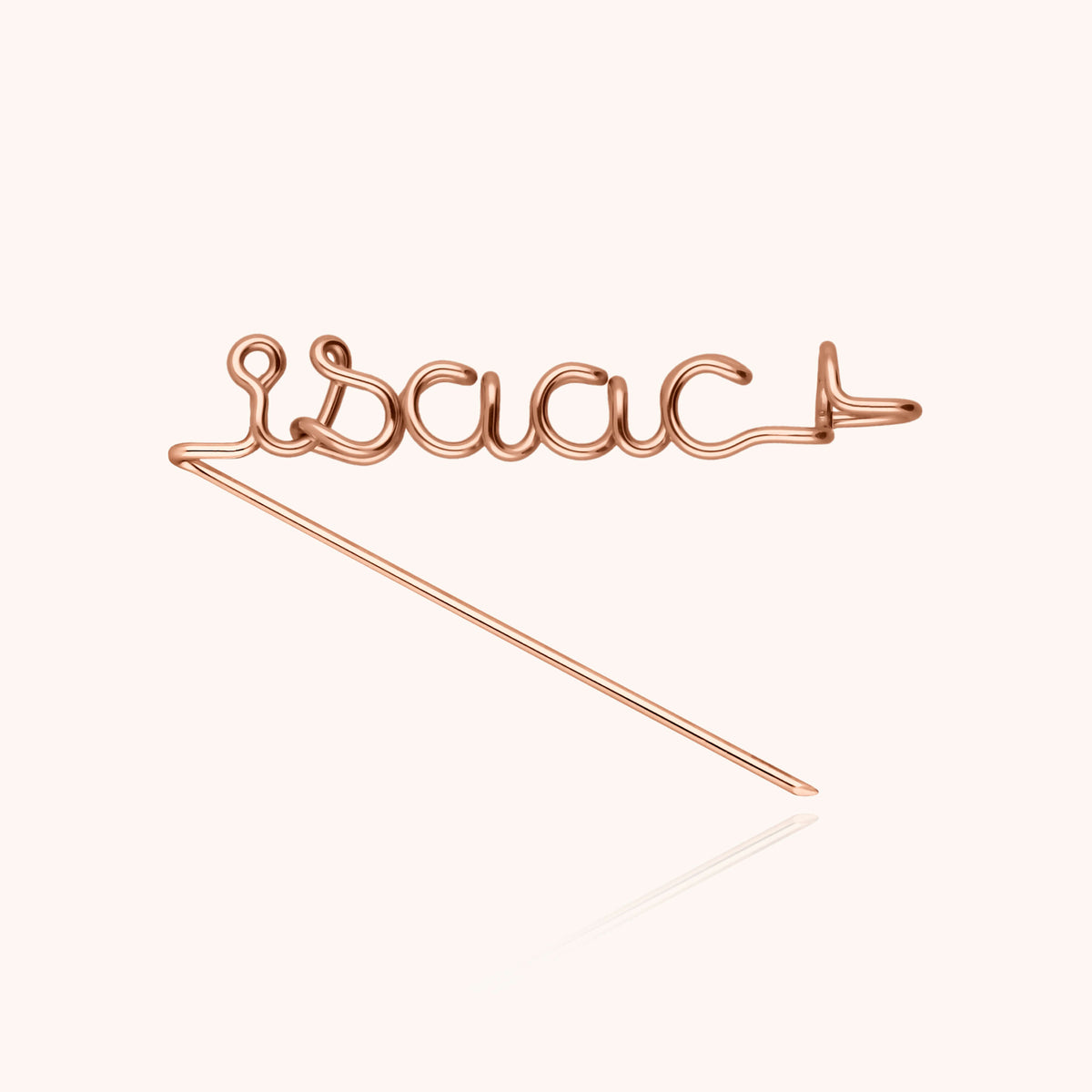 Spilla Originale Personalizzata in filo d'oro rosa laminato 14k, modellata a mano