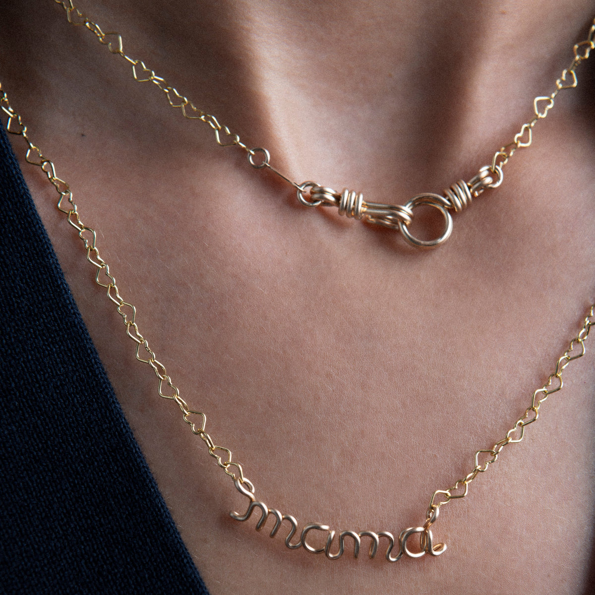 Collana Richelieu Catena Cuore Personalizzata, portata al collo
