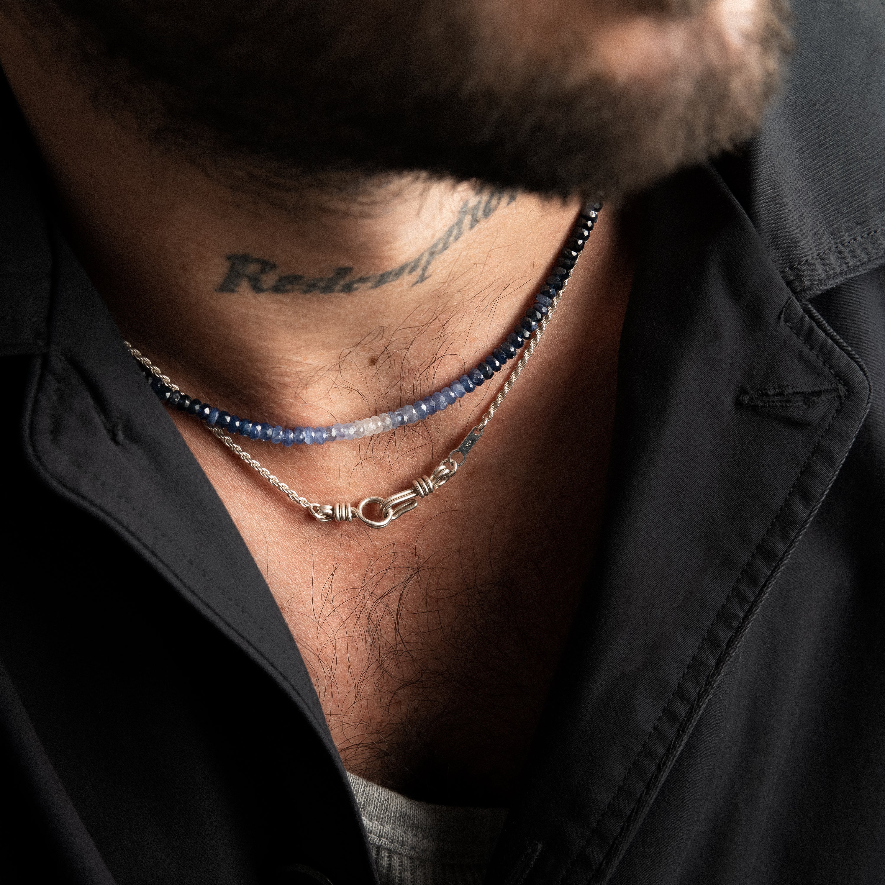 Collier Ras de Cou Rivière Attache moi - saphir bleu