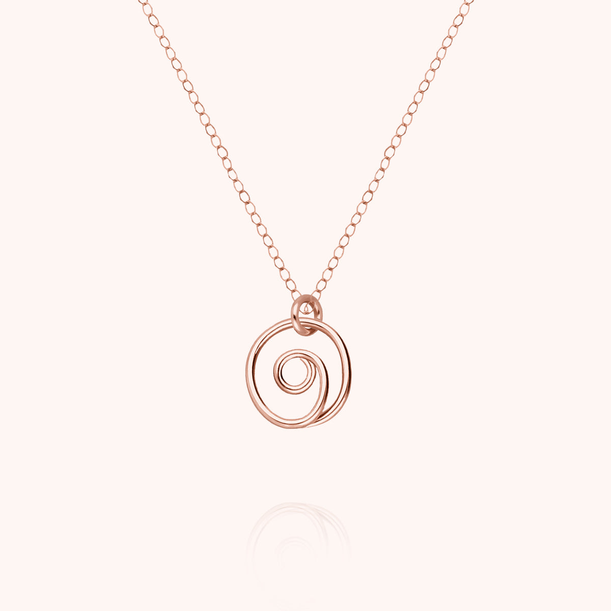 Collana Charms Occhio di Santa Lucia in filo d'oro rosa laminato 14k, pendente a spirale