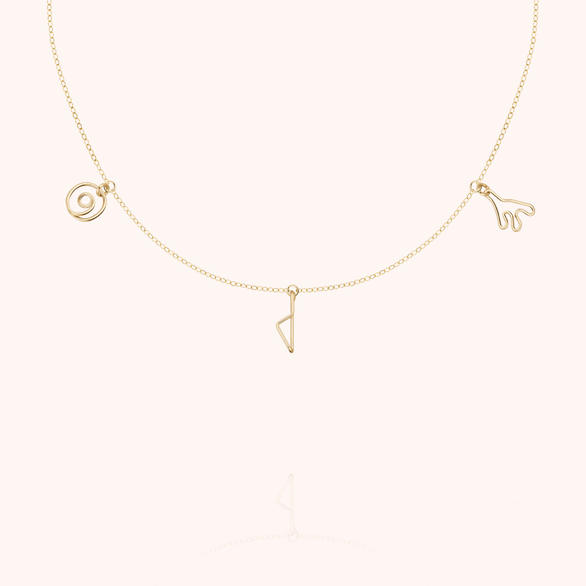 Charms-Kette Trio Corsica aus Gelbem Goldfilled, drei hängende Charms