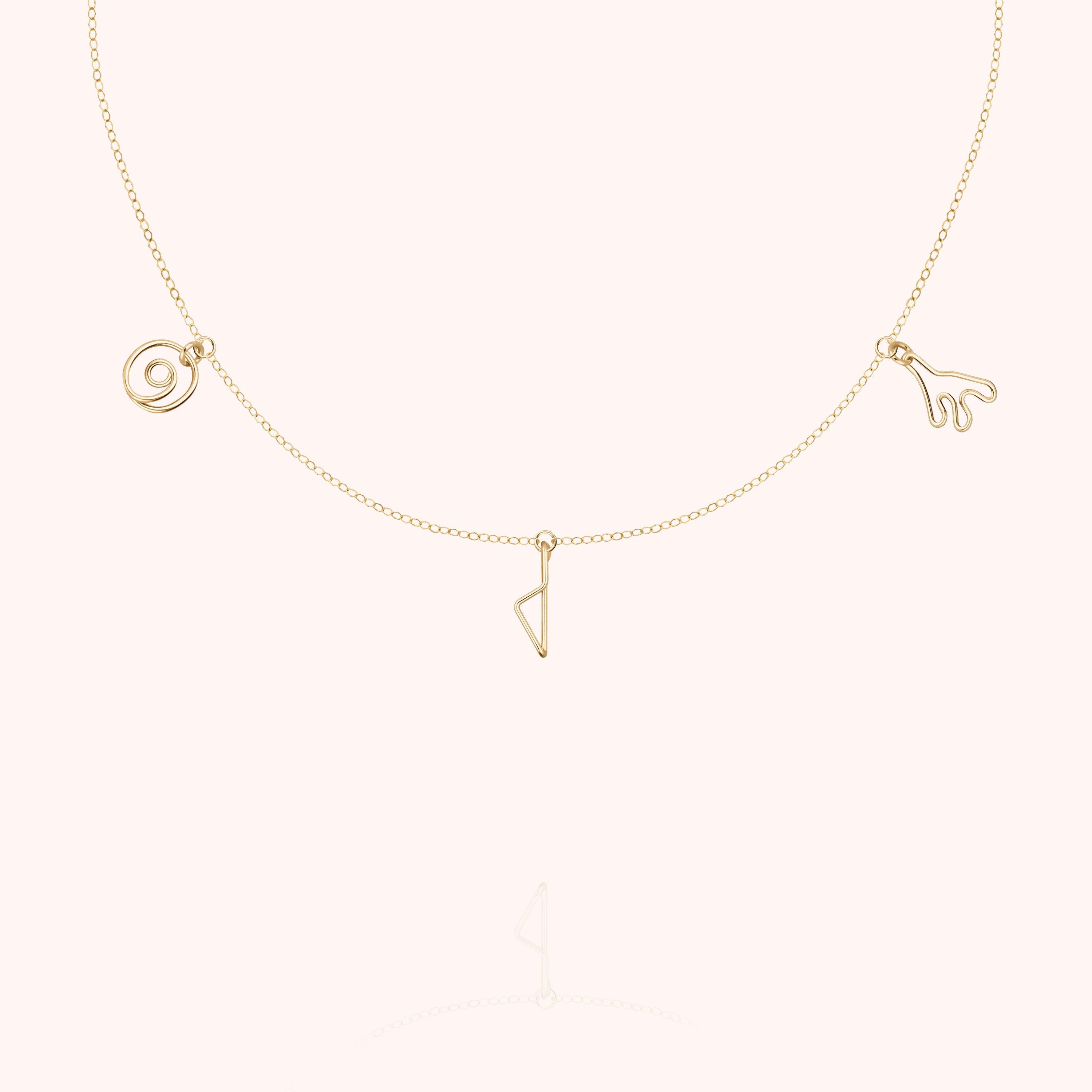 Trio Corsica Charms Necklace - 14k yellow gold filled