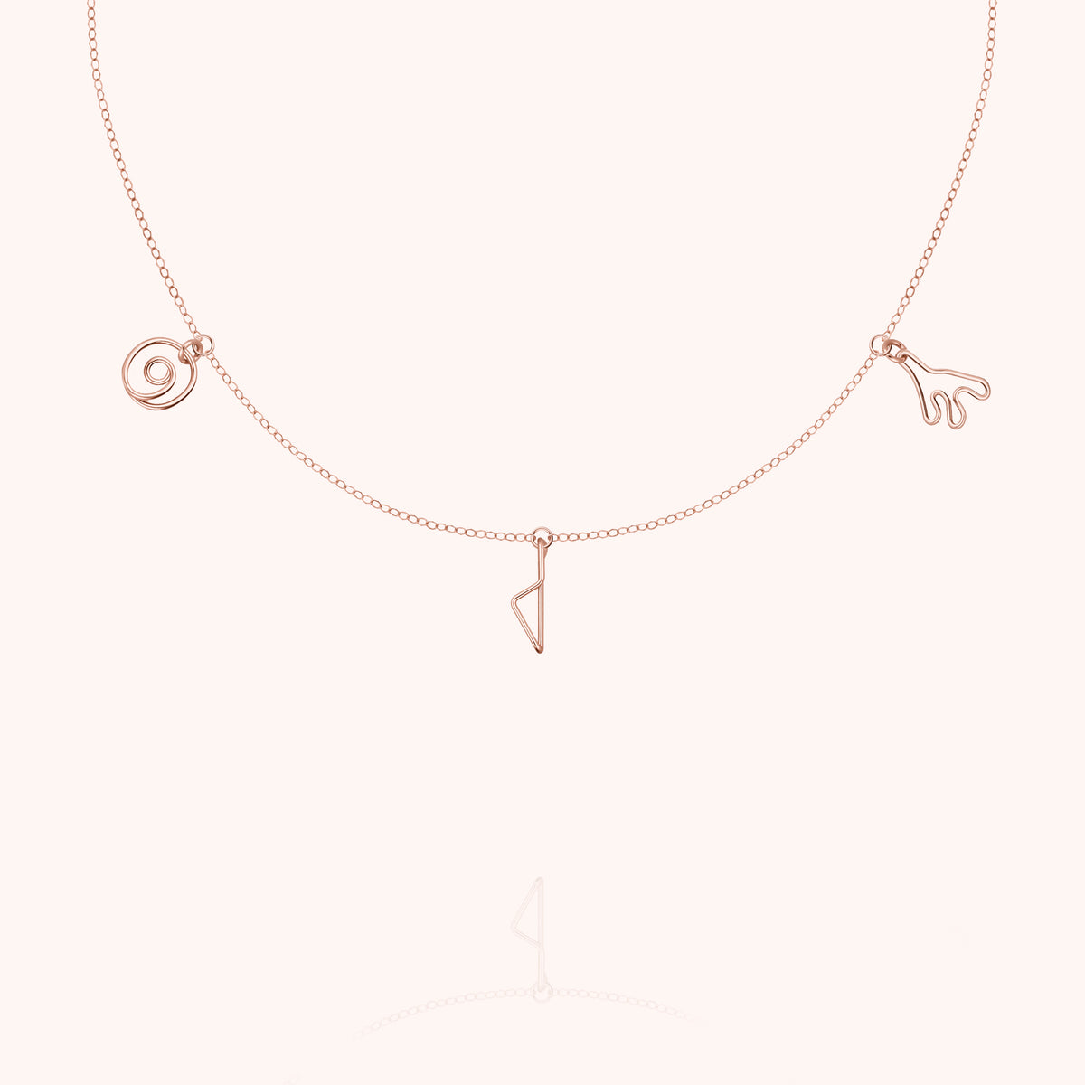 Collier Charms Trio Corsica en or rose laminé, trois charms suspendus