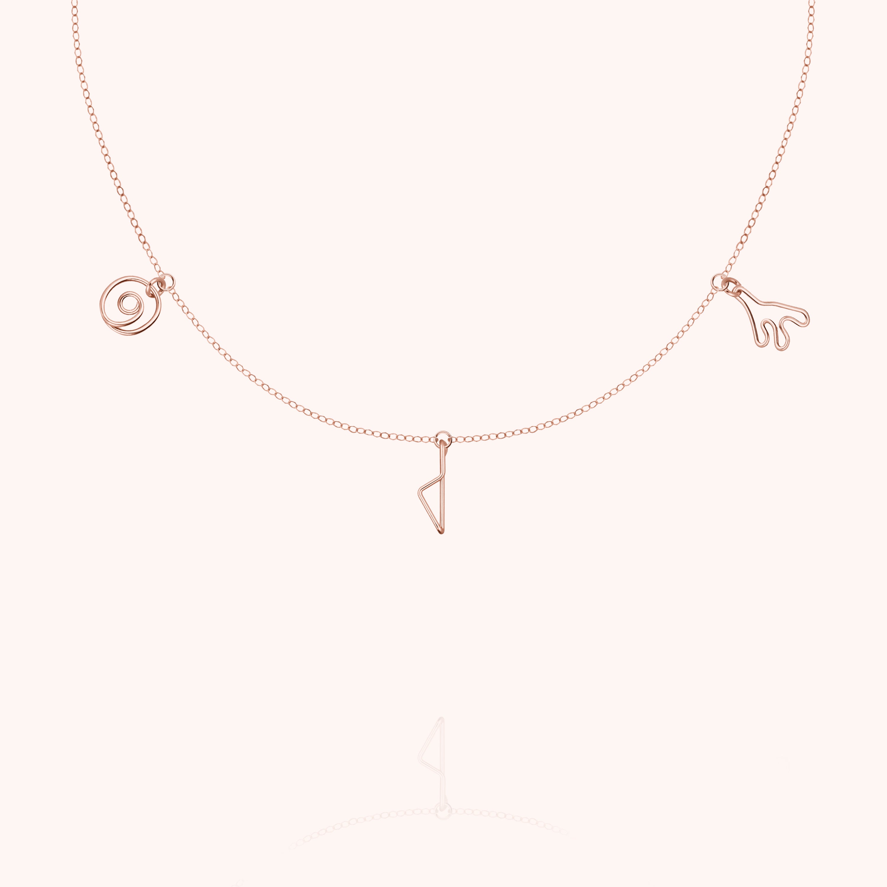Collier Charms Trio Corsica - or rose laminé