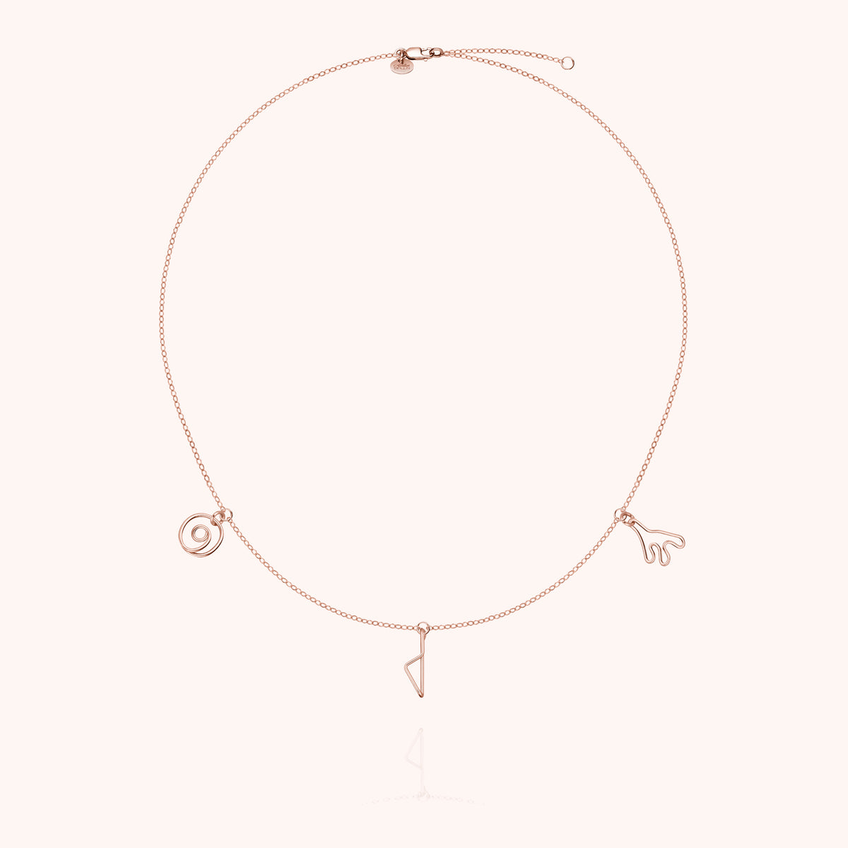 Collier Charms Trio Corsica en or rose laminé, vue d'ensemble