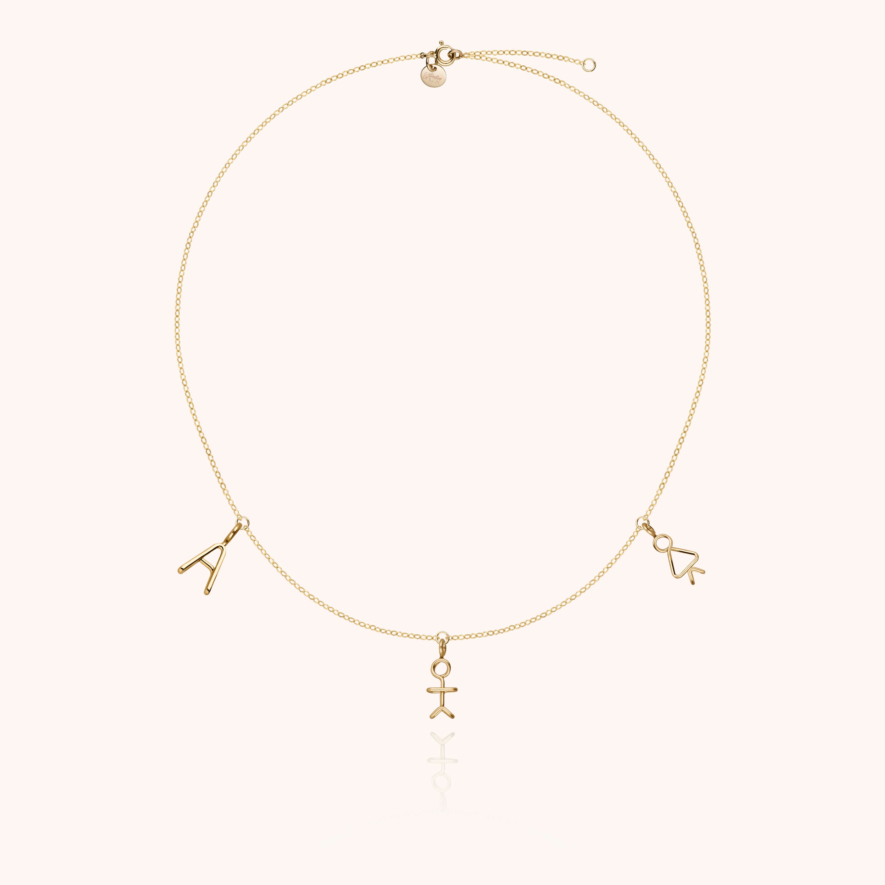 Collana Charms Trio Family - oro giallo laminato