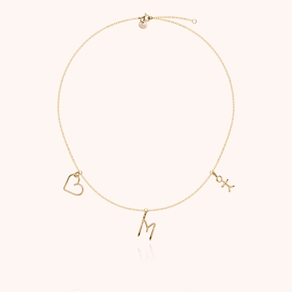 Collier Charms Trio Family - or jaune laminé