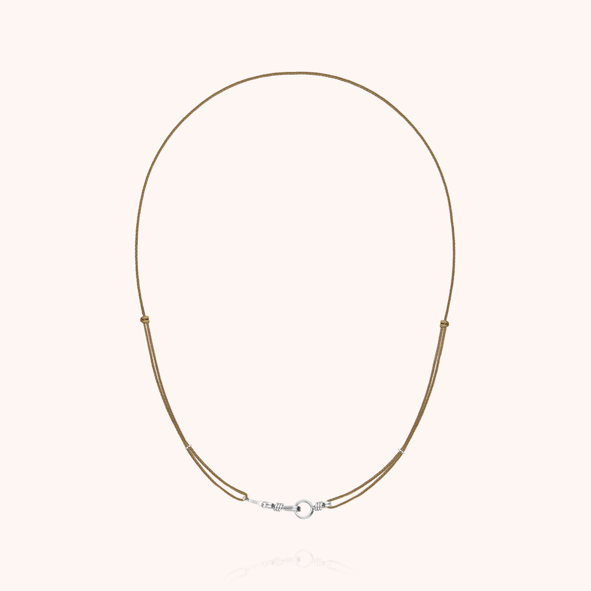 Kette Kordel Slim Knot Attache moi aus 925 Sterlingsilber, taupefarbene Kordel