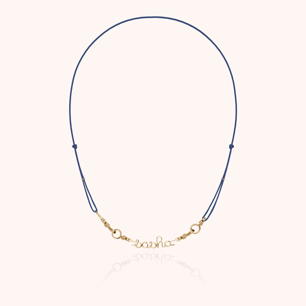 Cord Attache moi Personalized Necklace in 14k yellow gold-filled wire, worn around the neck