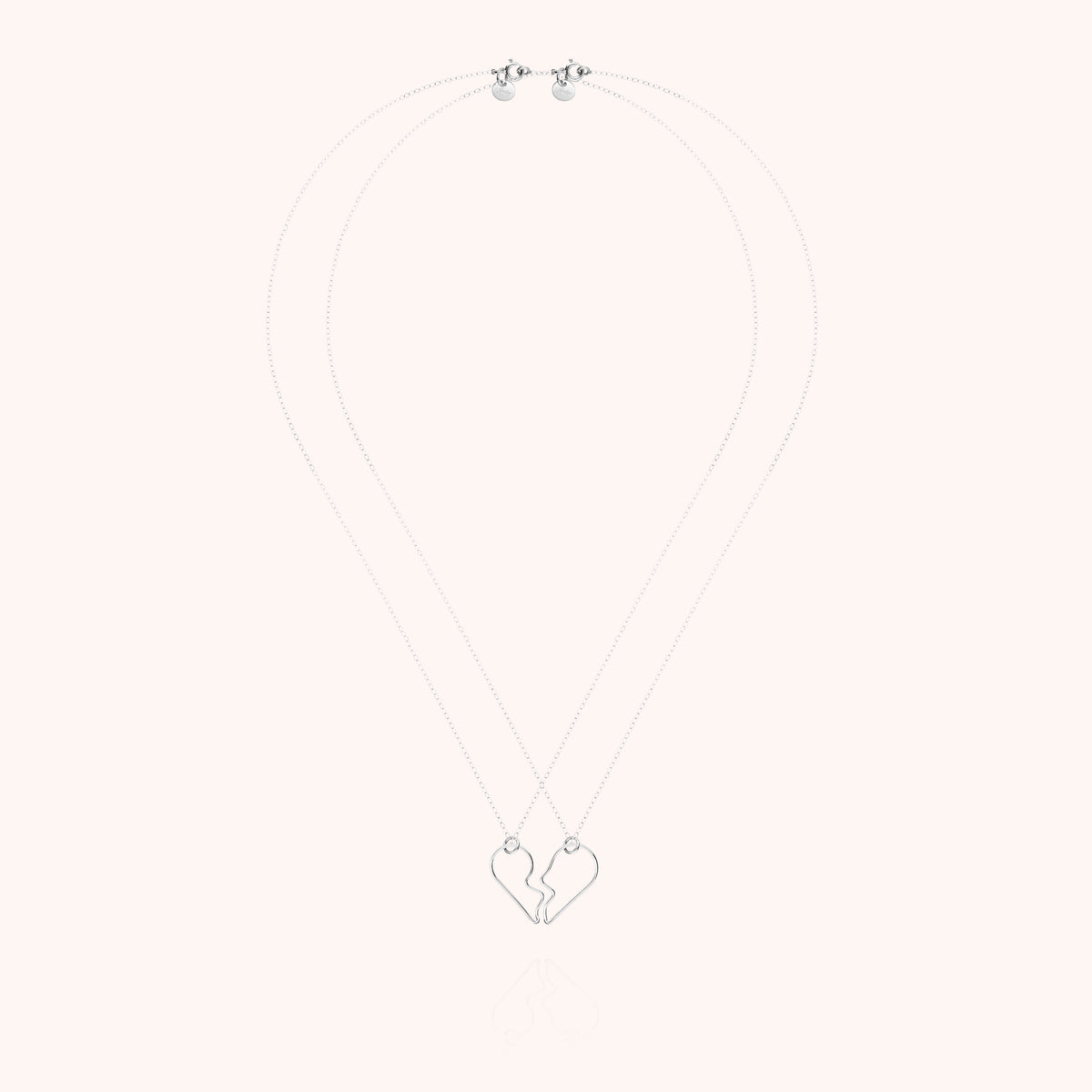 Duo Herzketten Cœur de l'Amour aus 925 Sterlingsilber, Gesamtansicht