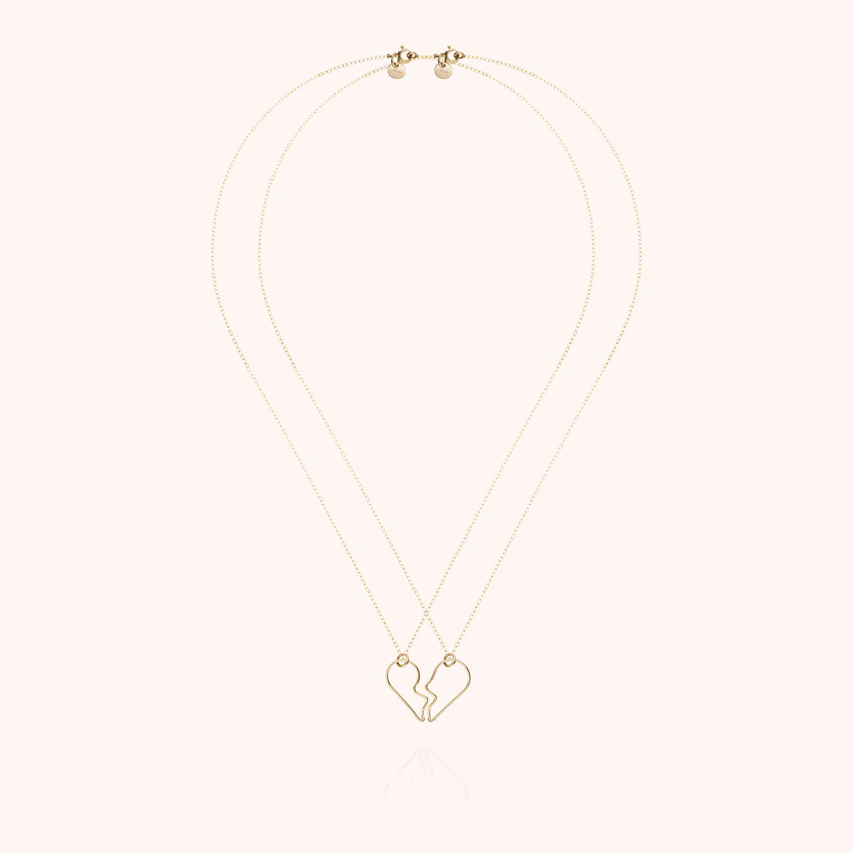 Duo Ketten Herz der Liebe aus Gelbem Goldfilled, Gesamtansicht