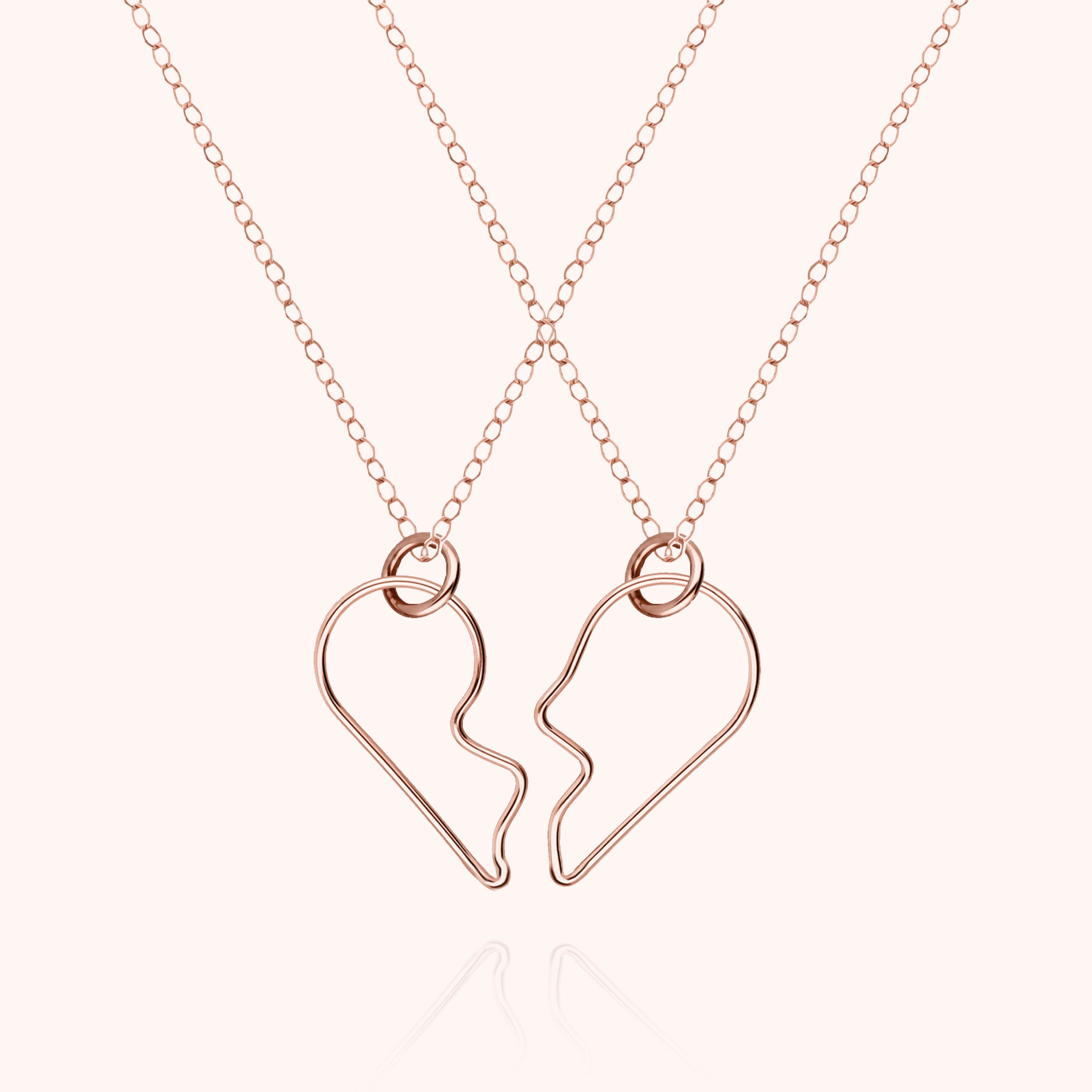 Duo de Colliers Cœur de l'Amour - or rose laminé