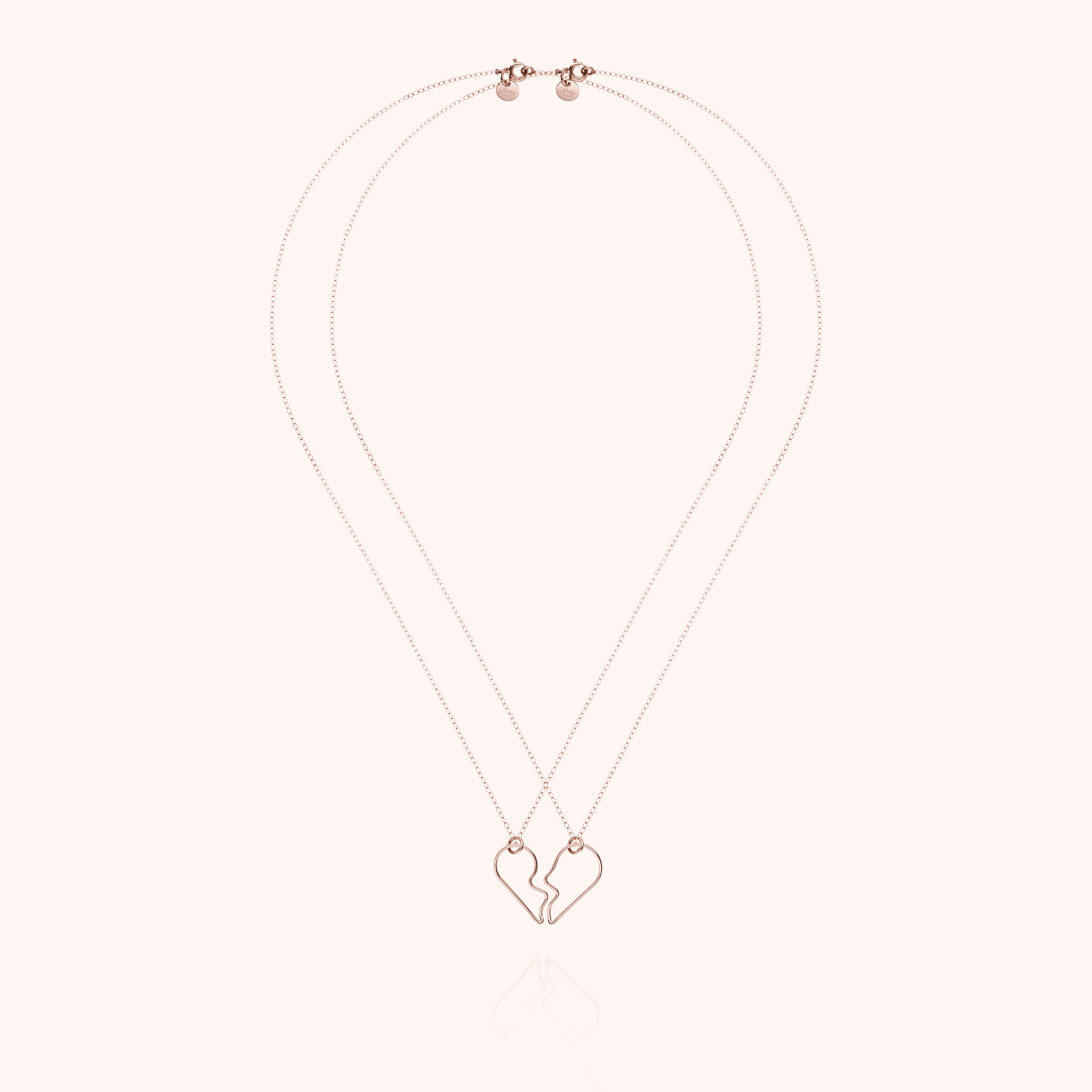 Duo de Colliers Cœur de l'Amour - or rose laminé