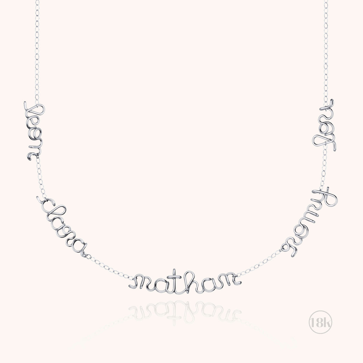 Original Personalized Mantra Necklace in 18k white gold wire