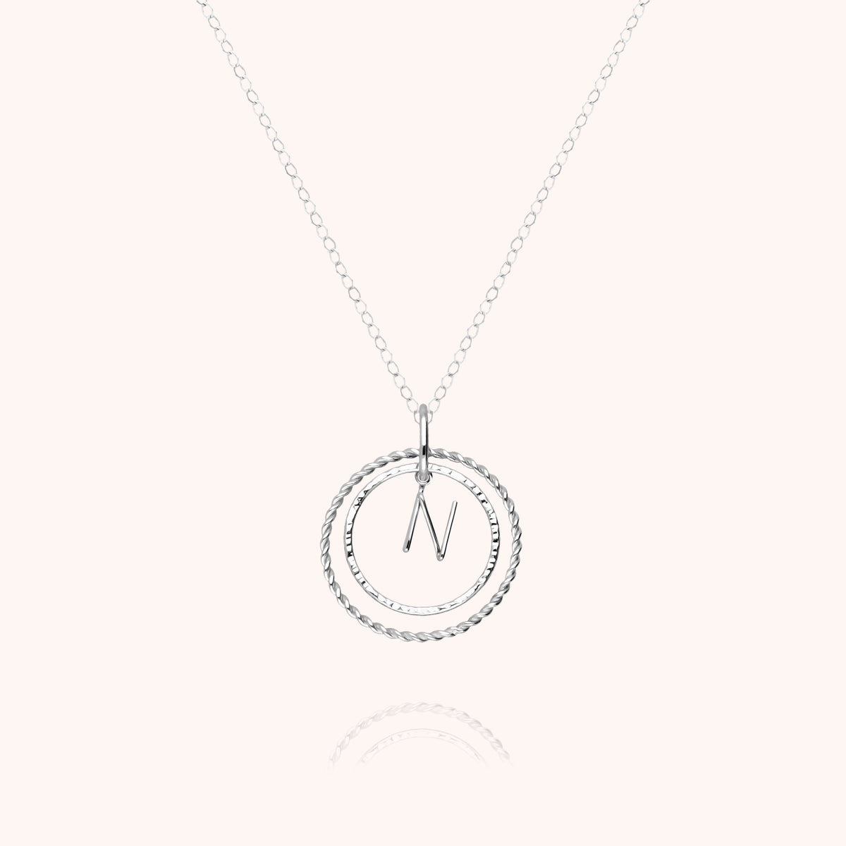 Collana Medaglia Iniziale in filo d'oro bianco 18kt
