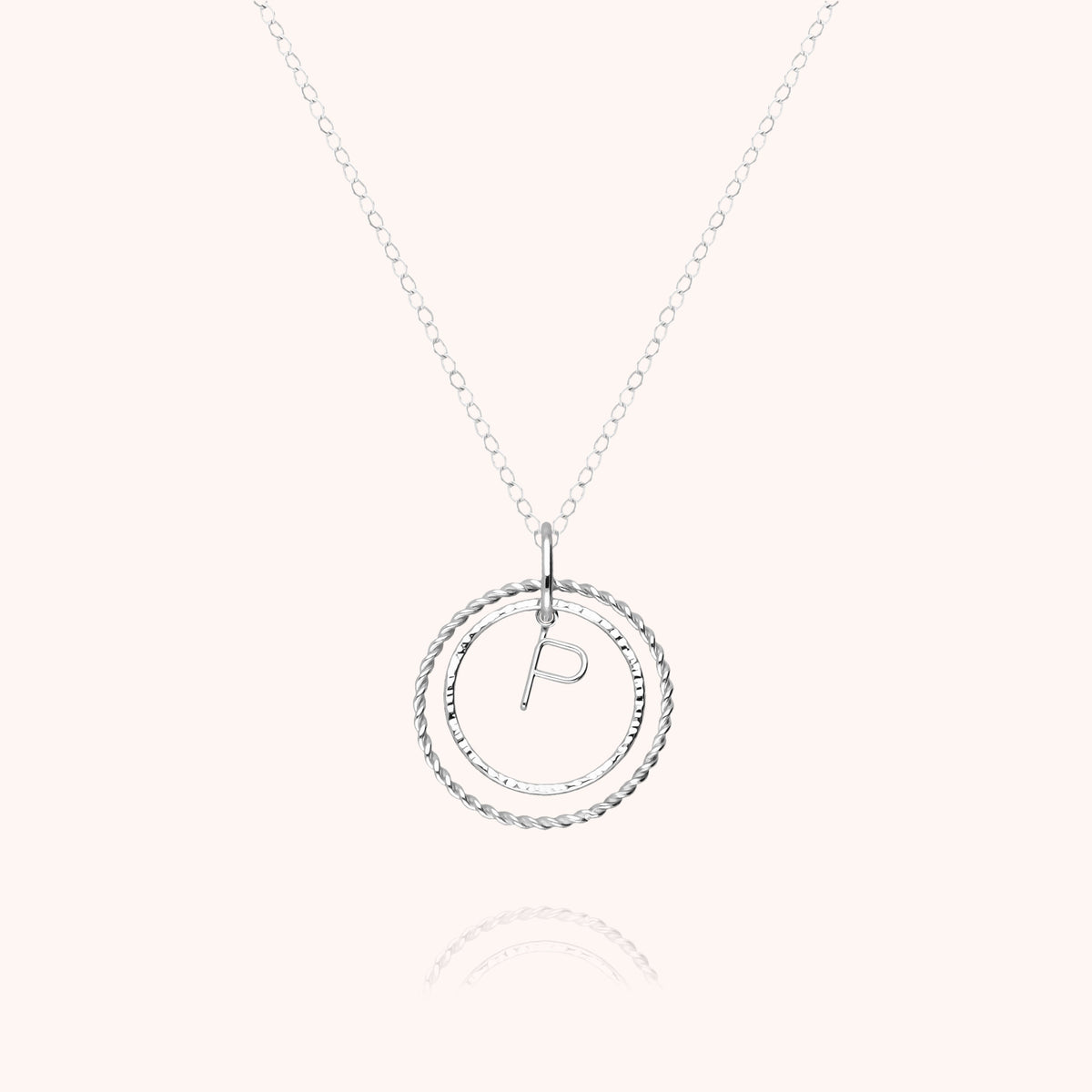 Collana Medaglia Iniziale in filo d'oro bianco 18kt