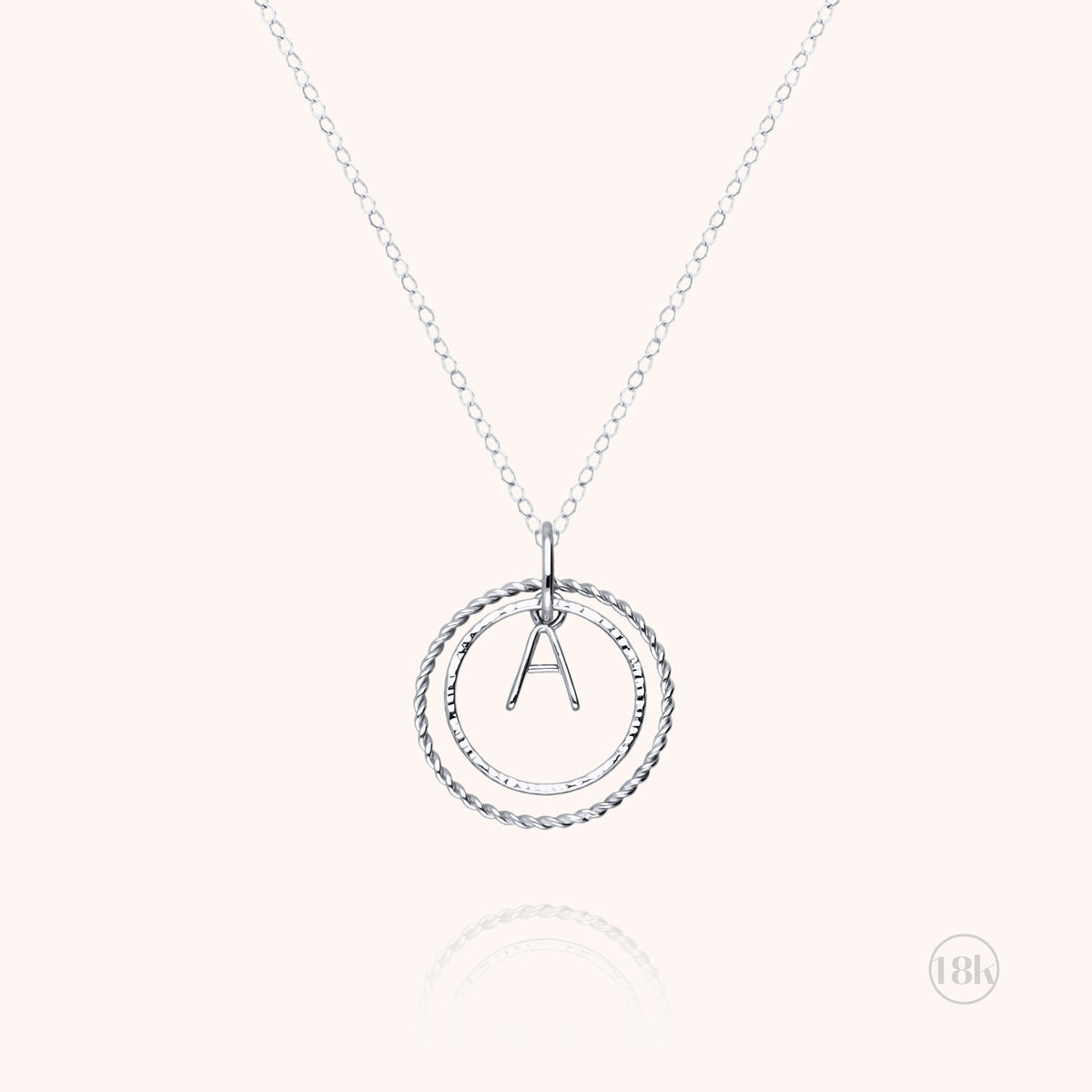 Collana Medaglia Iniziale in filo d'oro bianco 18kt