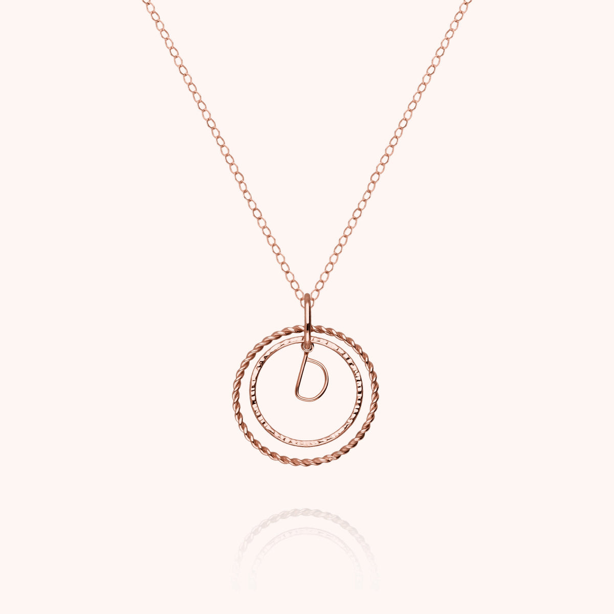 Collana Medaglia Iniziale in filo d'oro rosa 18kt