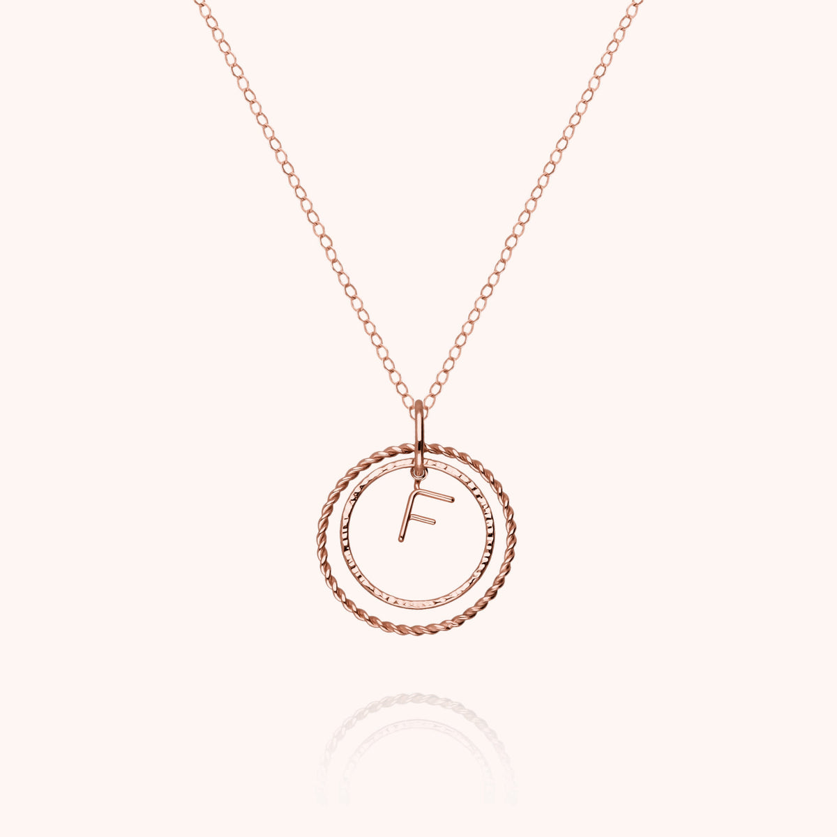 Collana Medaglia Iniziale in filo d'oro rosa 18kt