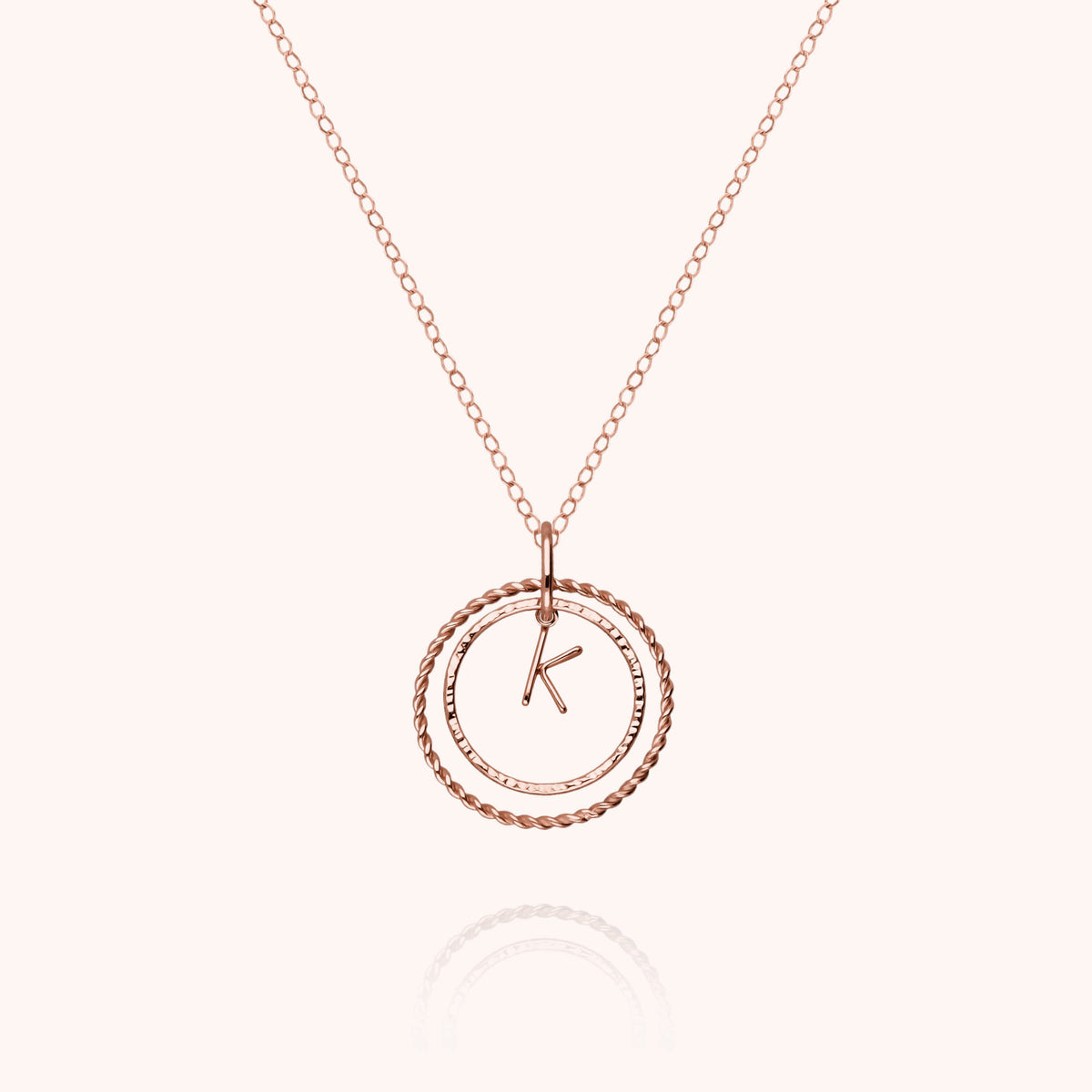 Collana Medaglia Iniziale in filo d'oro rosa 18kt