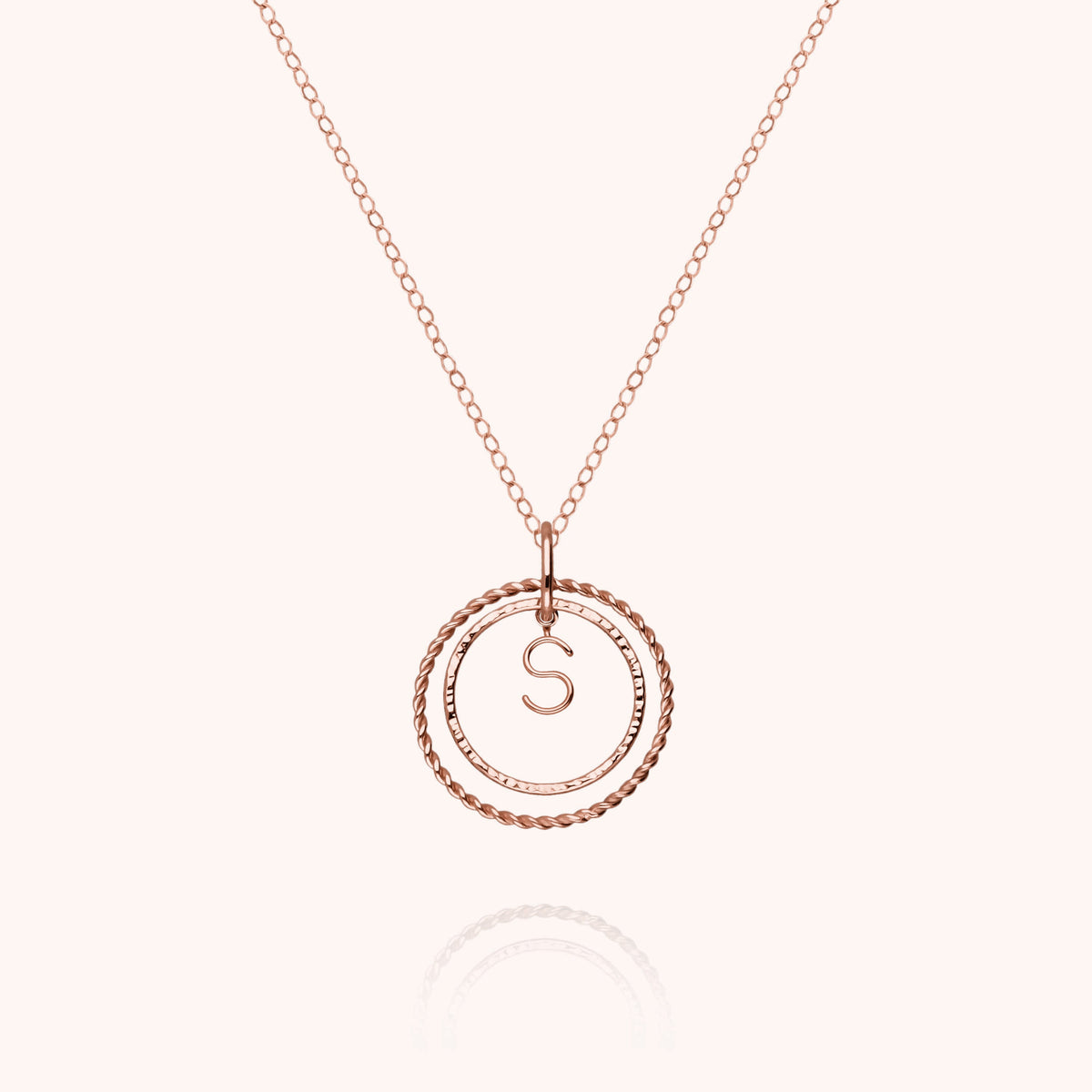 Collana Medaglia Iniziale in filo d'oro rosa 18kt