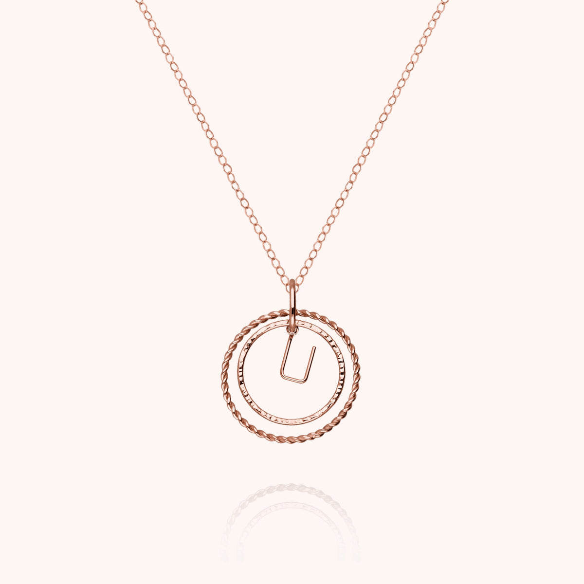Collana Medaglia Iniziale in filo d'oro rosa 18kt