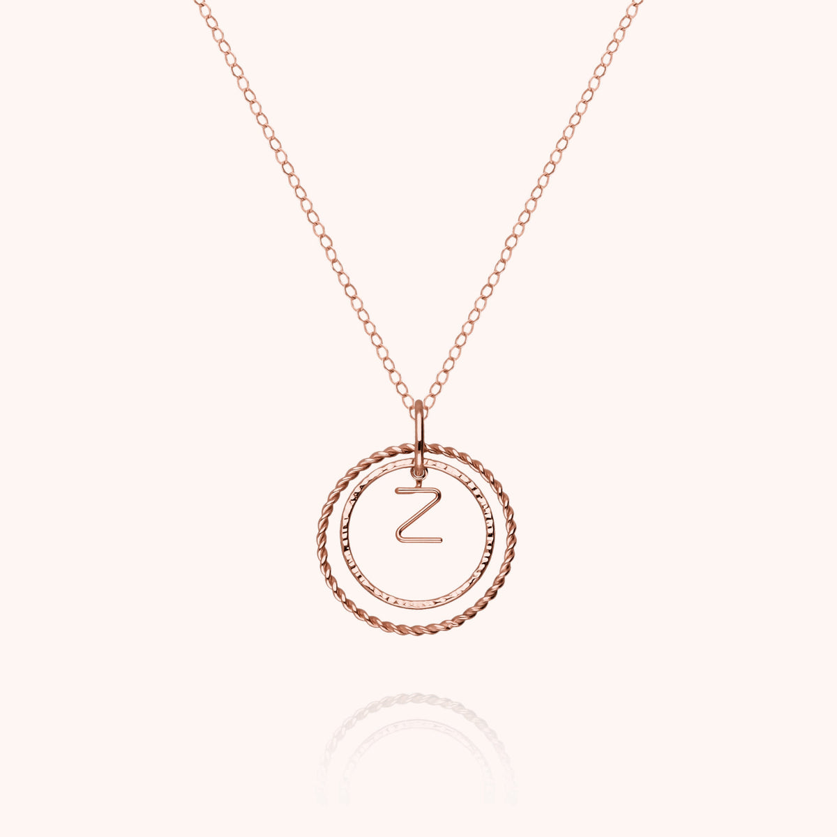 Collana Medaglia Iniziale in filo d'oro rosa 18kt