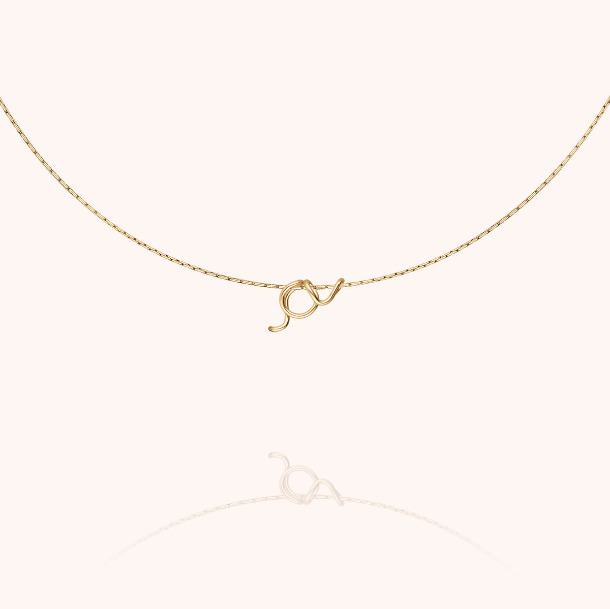 Original Initiale Necklace « A » in 14k yellow gold-filled wire, close-up view