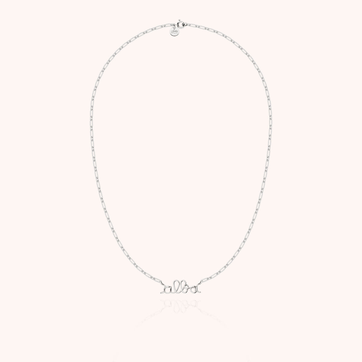 Collana Richelieu Catena Rettangolo Personalizzata in filo d'argento sterling 925, portata al collo