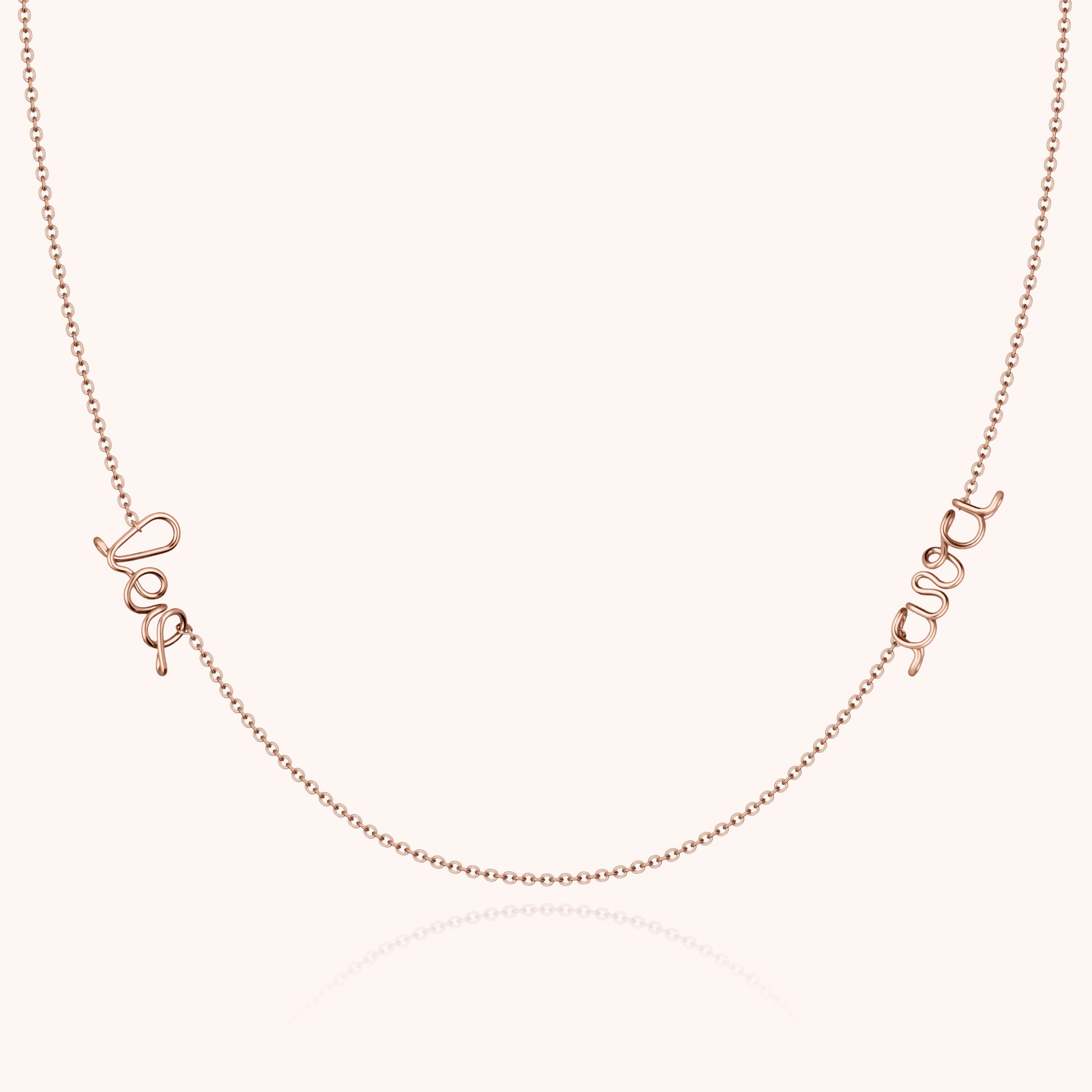 Collier Richelieu Duo Personnalisé en or rose 18K — bijou artisanal fait main