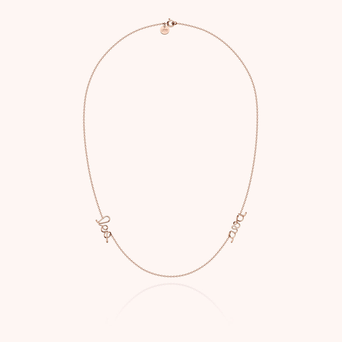 Collana Richelieu Duo Personalizzata in filo d'oro rosa 18kt, portata al collo
