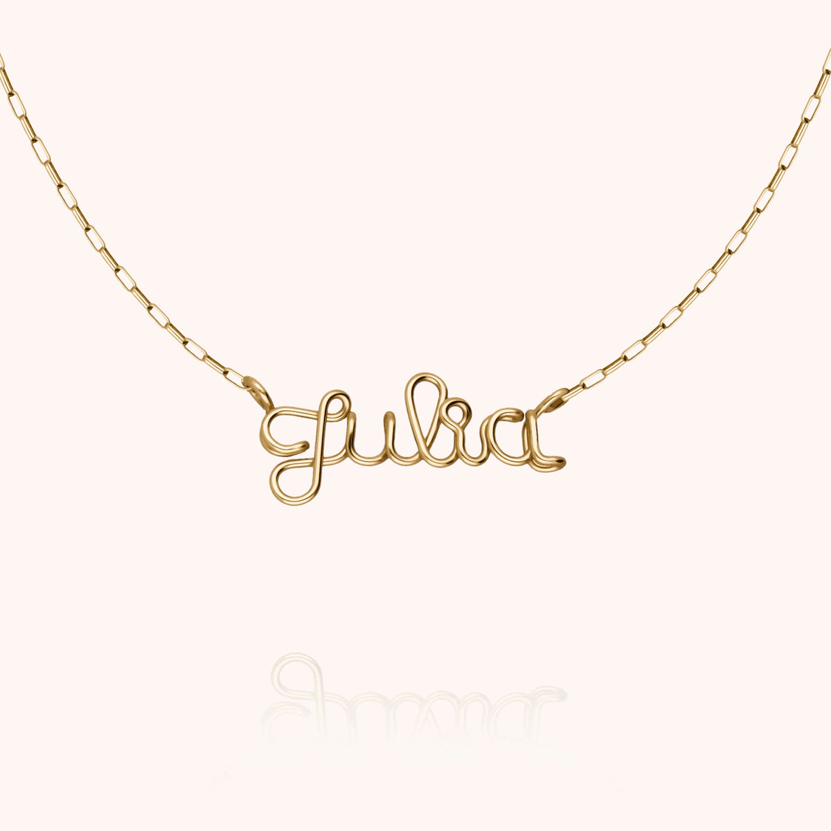 Collana Richelieu Catena Rettangolo Personalizzata in filo d'oro giallo laminato 14k