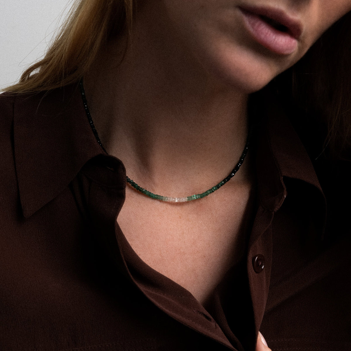 Collana Girocollo Rivière con smeraldo