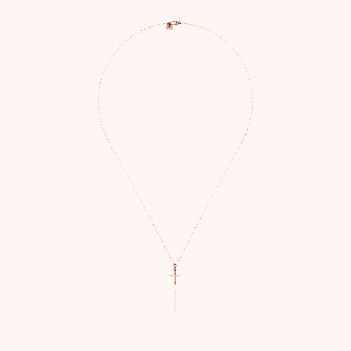 Collier Charms Symbolic Croix en or rose laminé, charm croix