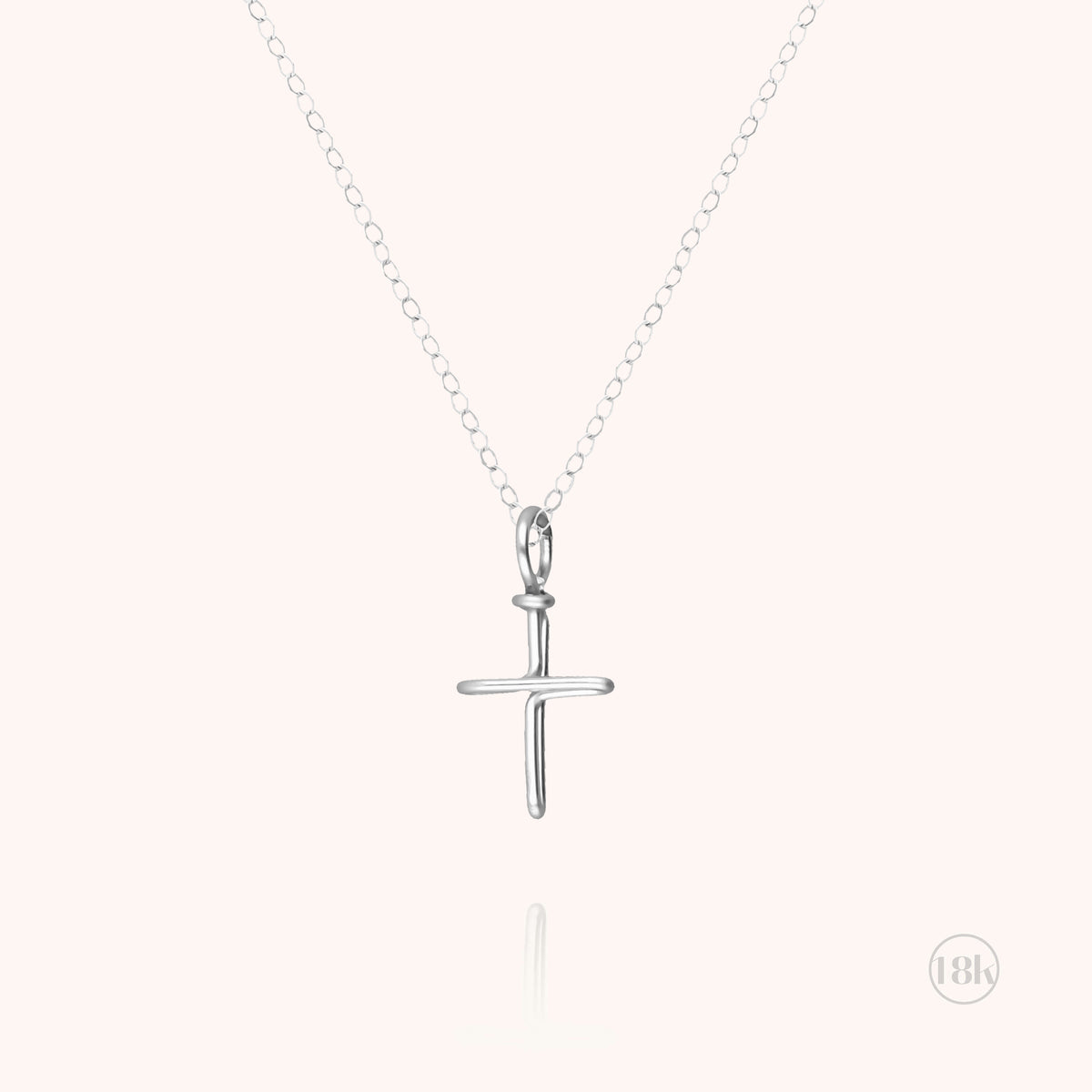 Collier Charms Symbolic Croix en or blanc 750/1000 avec pampille croix argent sterling